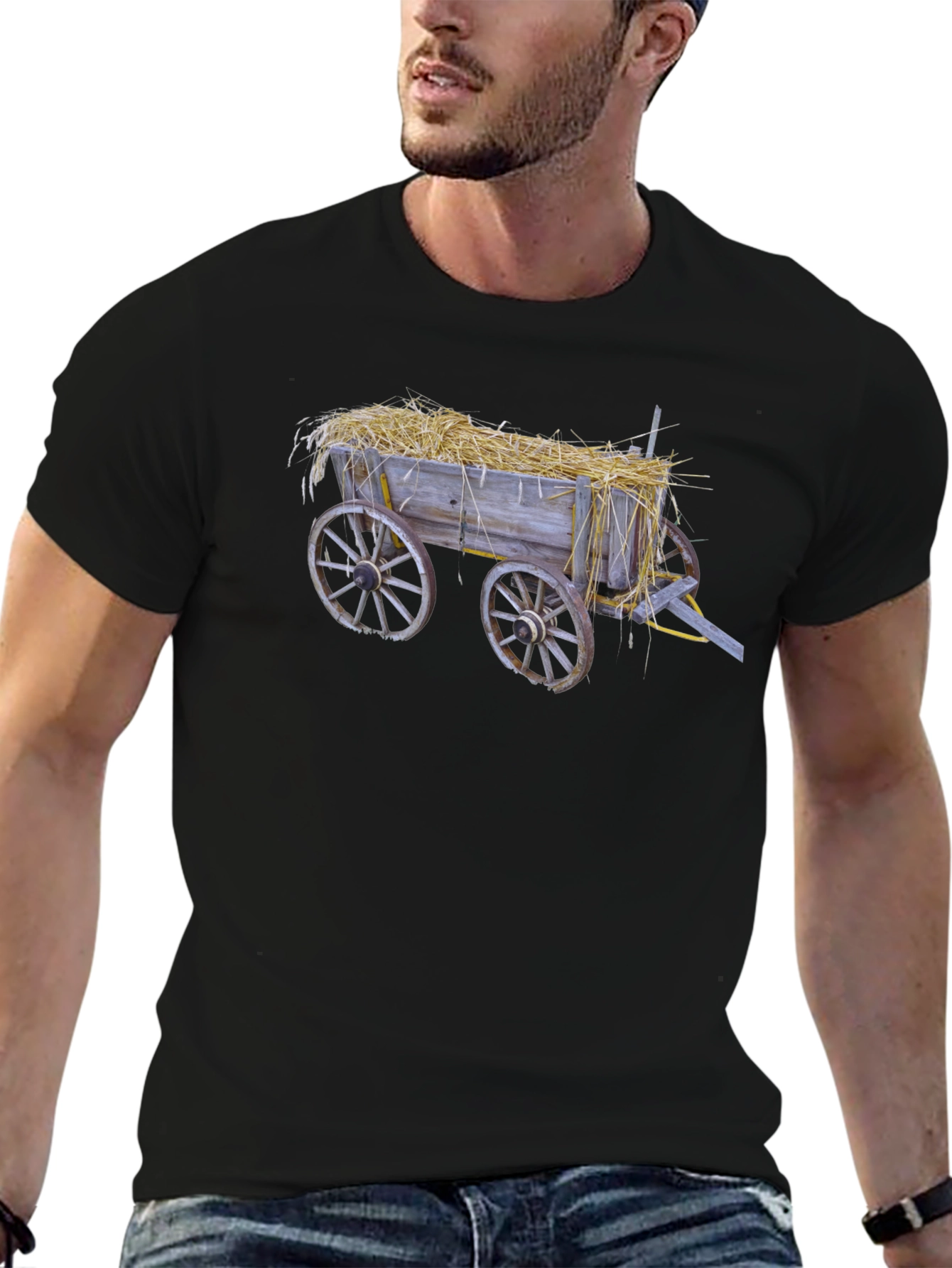 Hay Cart Graphic Tee - Black Cotton T-Shirt