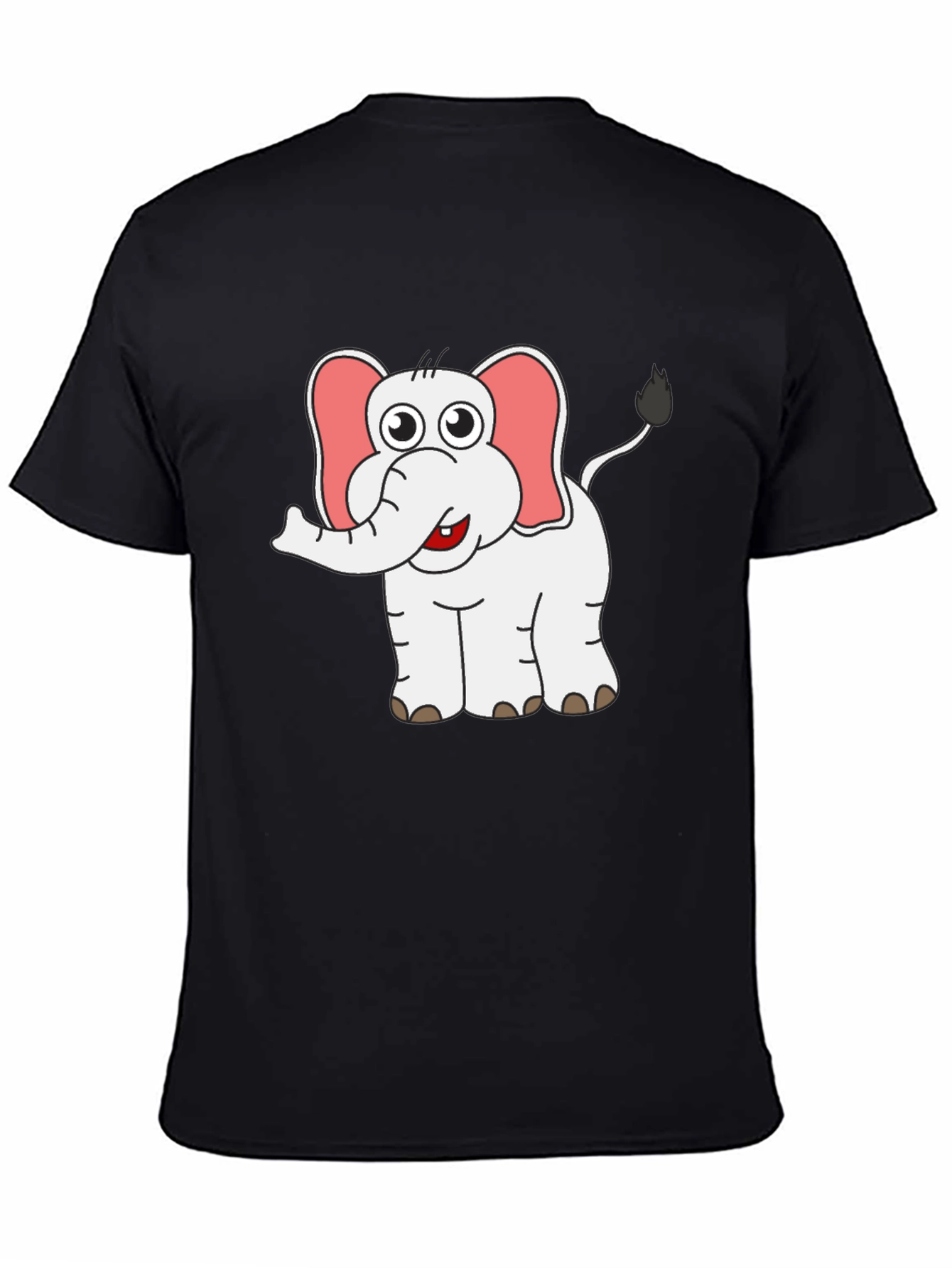 Cute Elephant Graphic Tee - Black Cotton Shirt