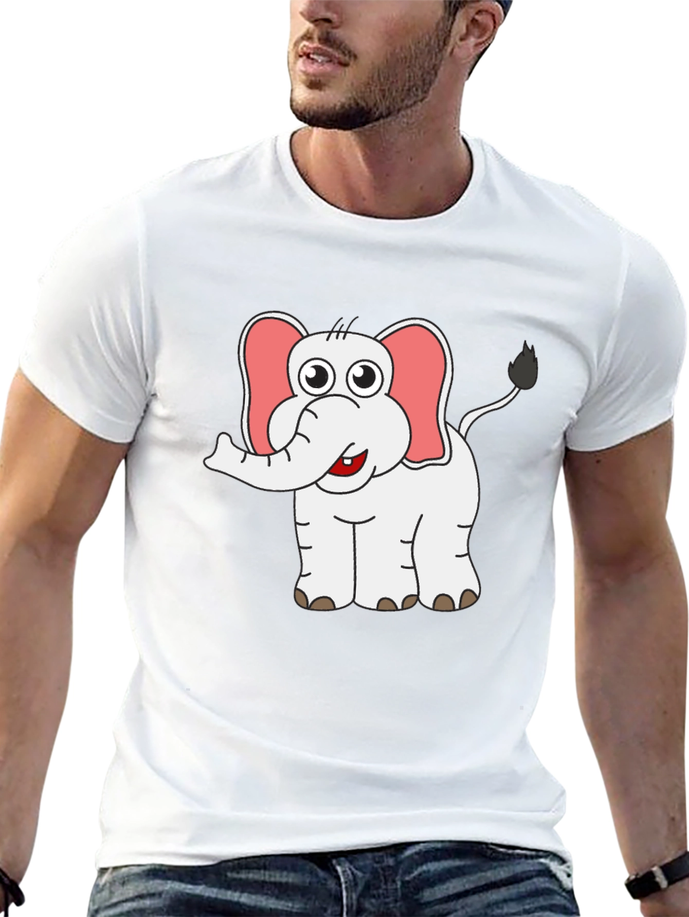 Cute Elephant Graphic Tee - Black Cotton Shirt