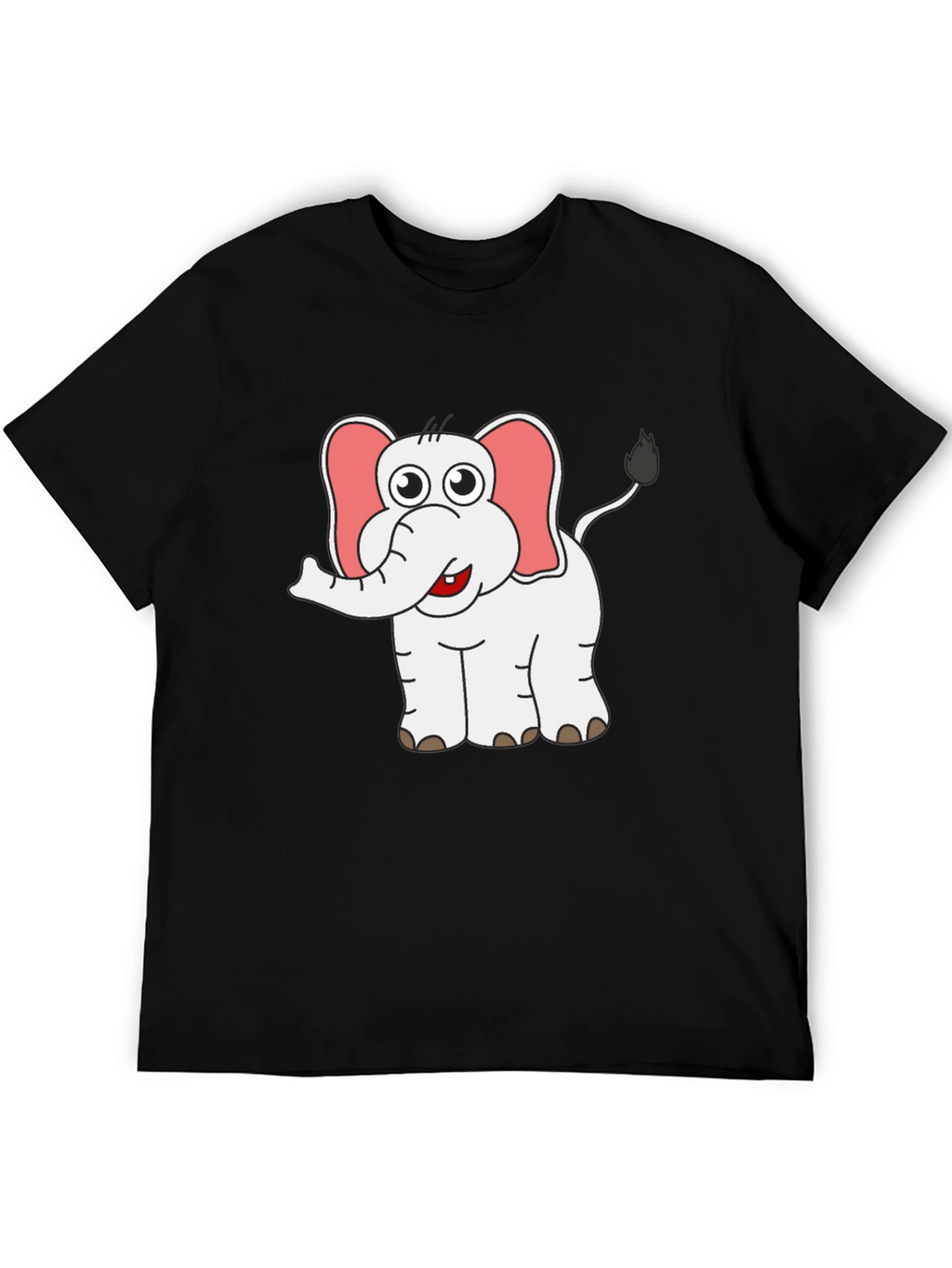 Cute Elephant Graphic Tee - Black Cotton Shirt