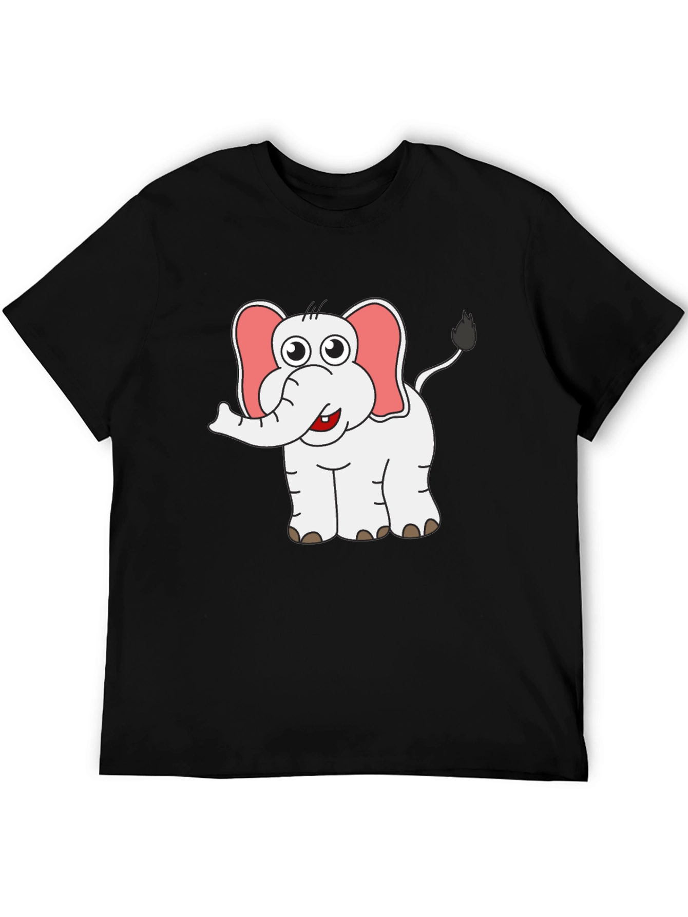 Cute Elephant Graphic Tee - Black Cotton Shirt