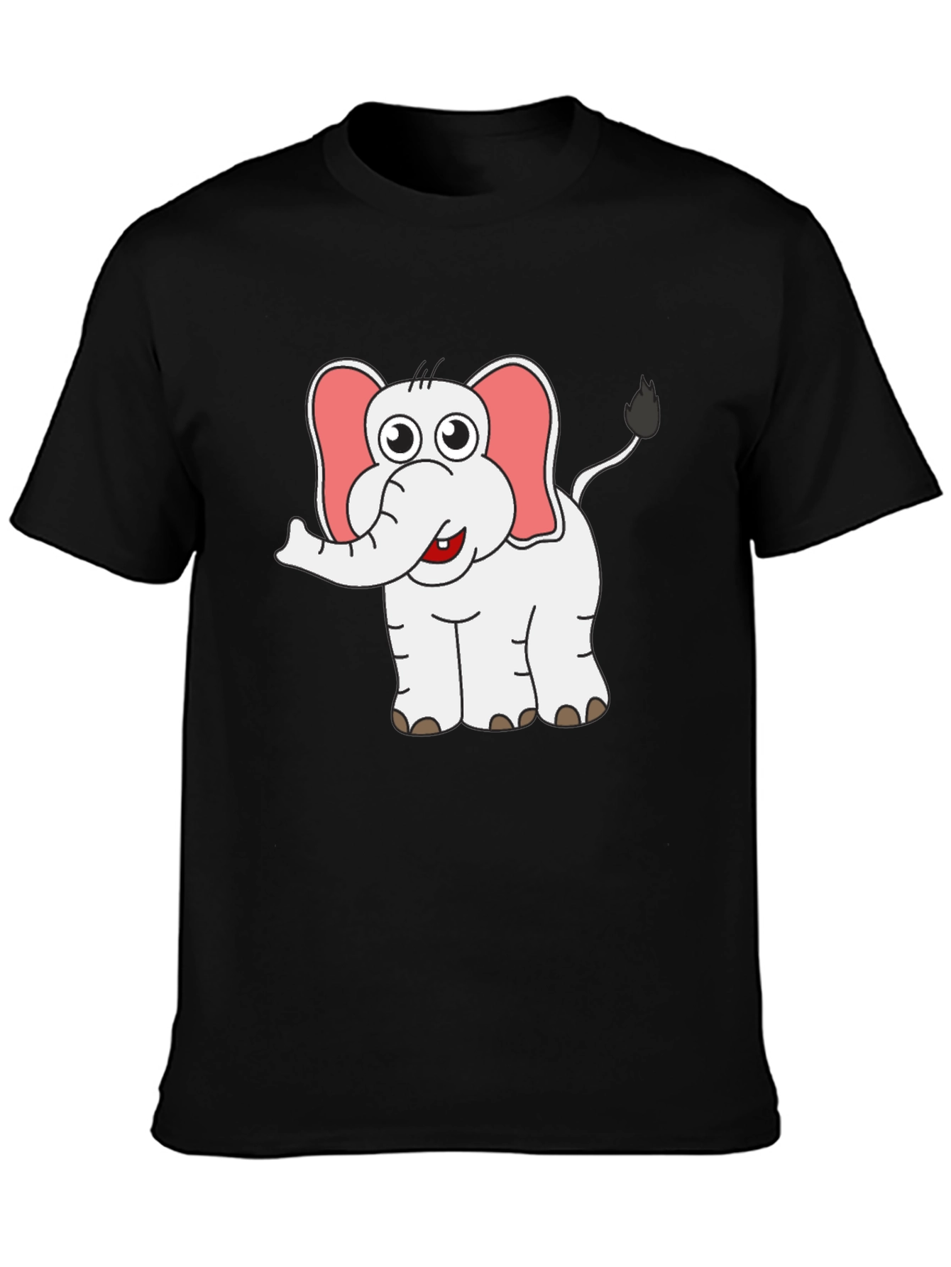 Cute Elephant Graphic Tee - Black Cotton Shirt