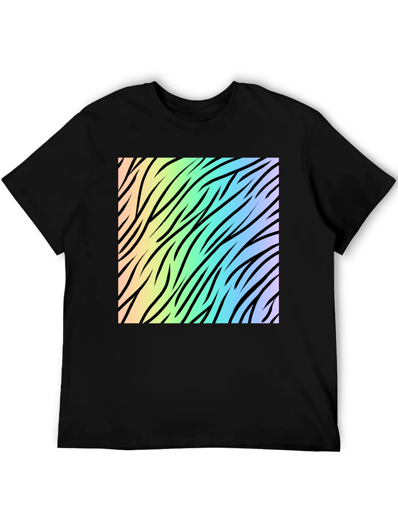 Rainbow Zebra Print Tee - Cool Graphic T-Shirt