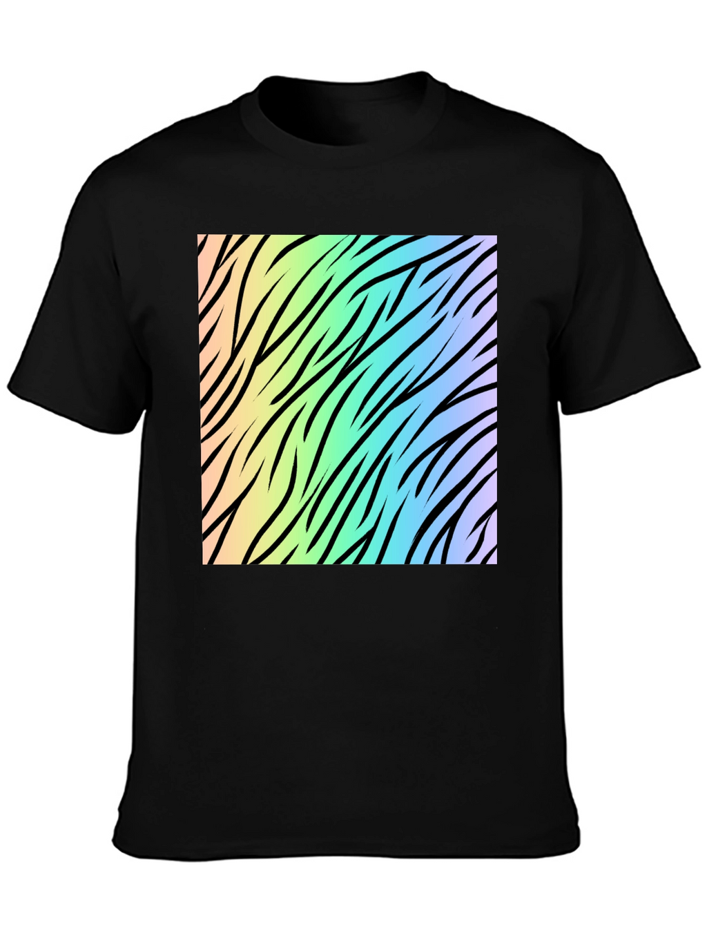 Rainbow Zebra Print Tee - Cool Graphic T-Shirt