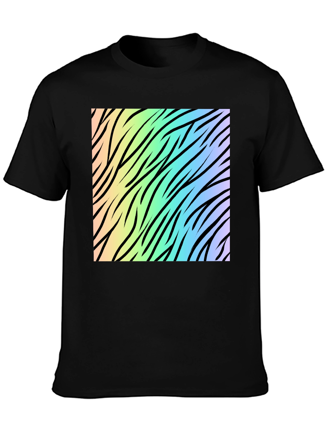 Rainbow Zebra Print Tee - Cool Graphic T-Shirt