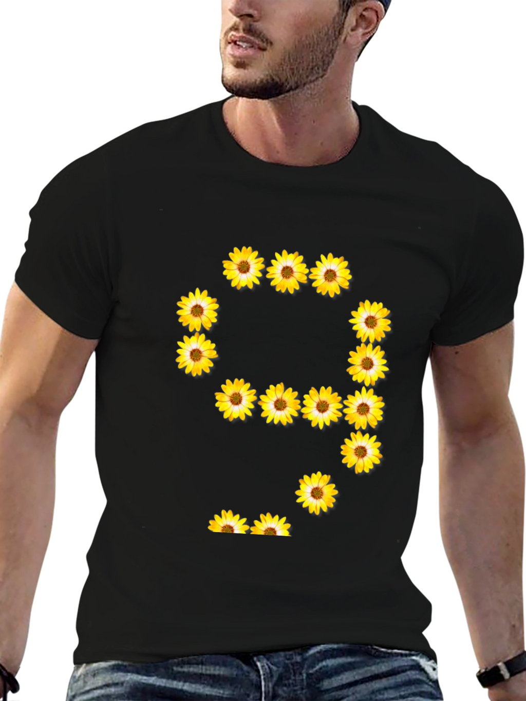 Sunflower Number 9 Graphic Black T-Shirt