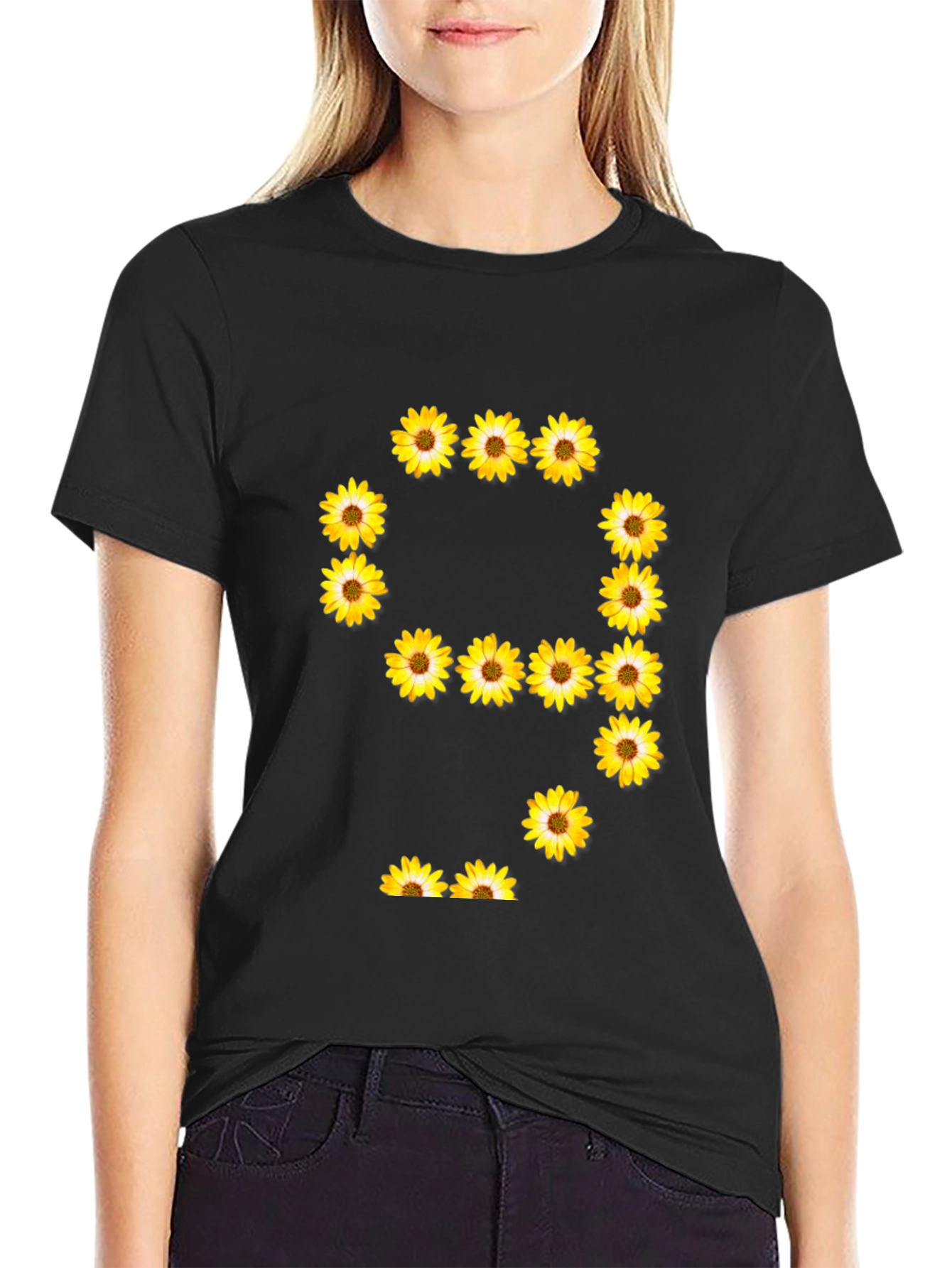 Sunflower Number 9 Graphic Black T-Shirt