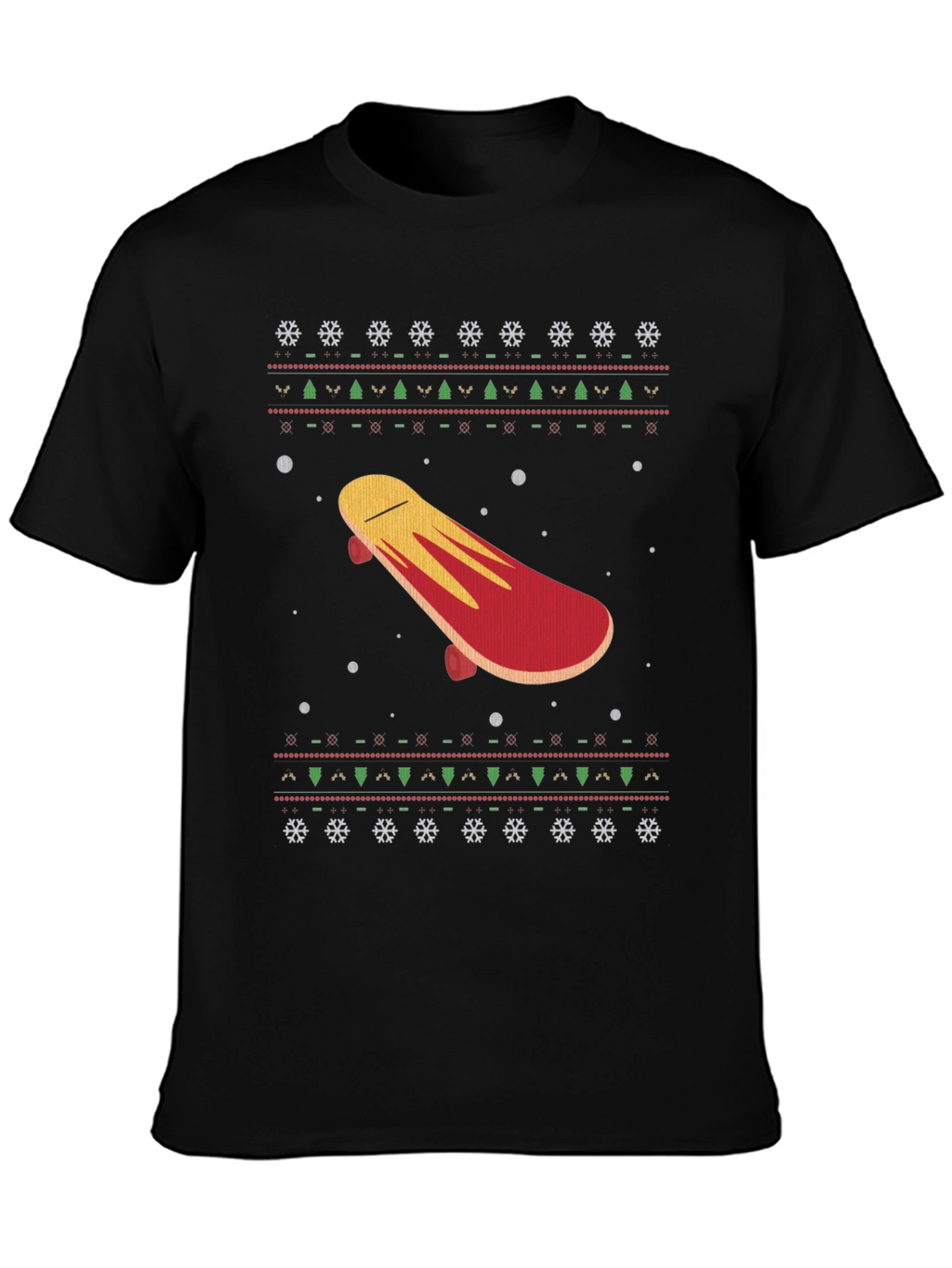 Skateboard Christmas Pattern T-Shirt