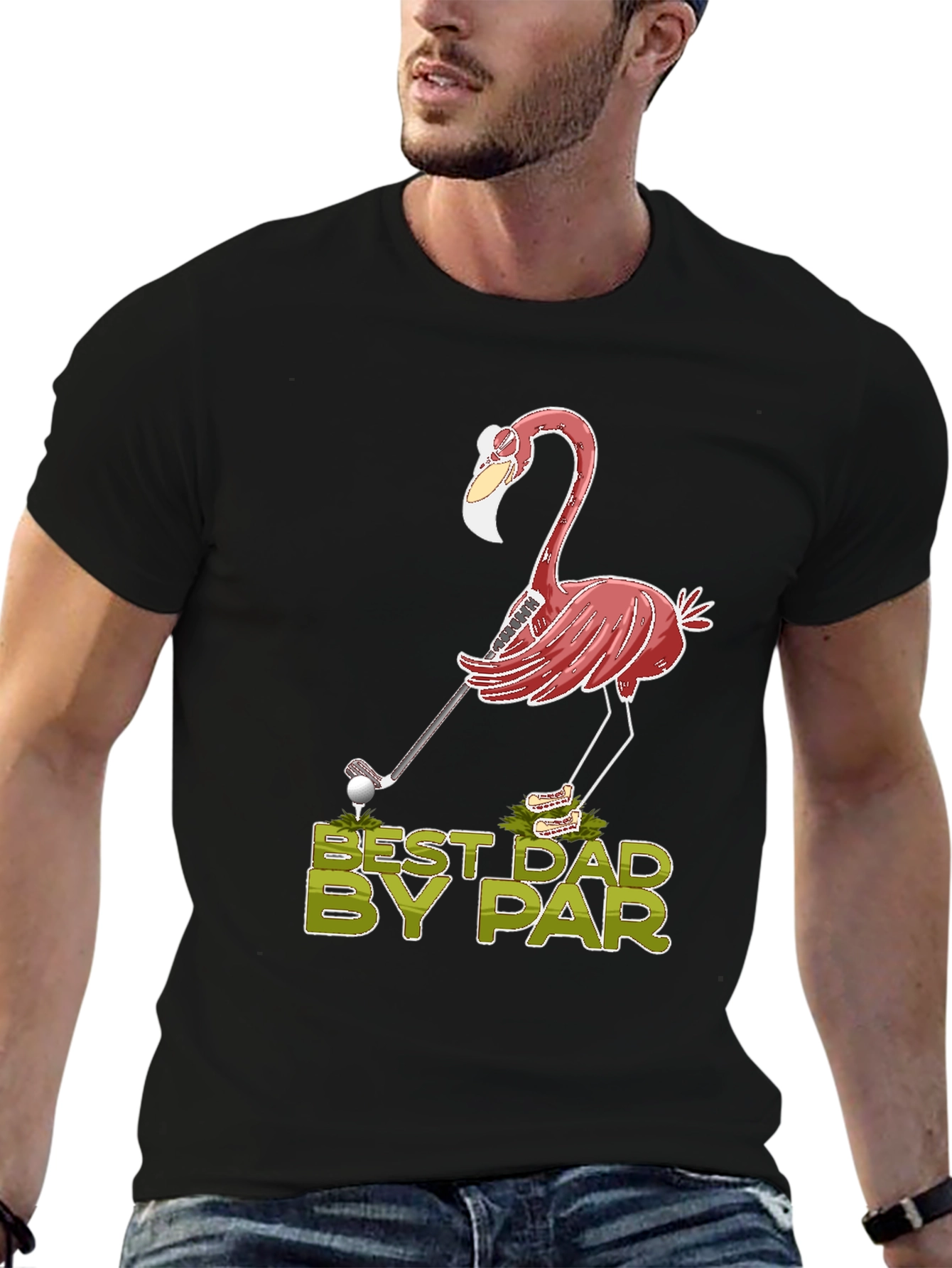 Best Dad By Par Flamingo Golf T-Shirt