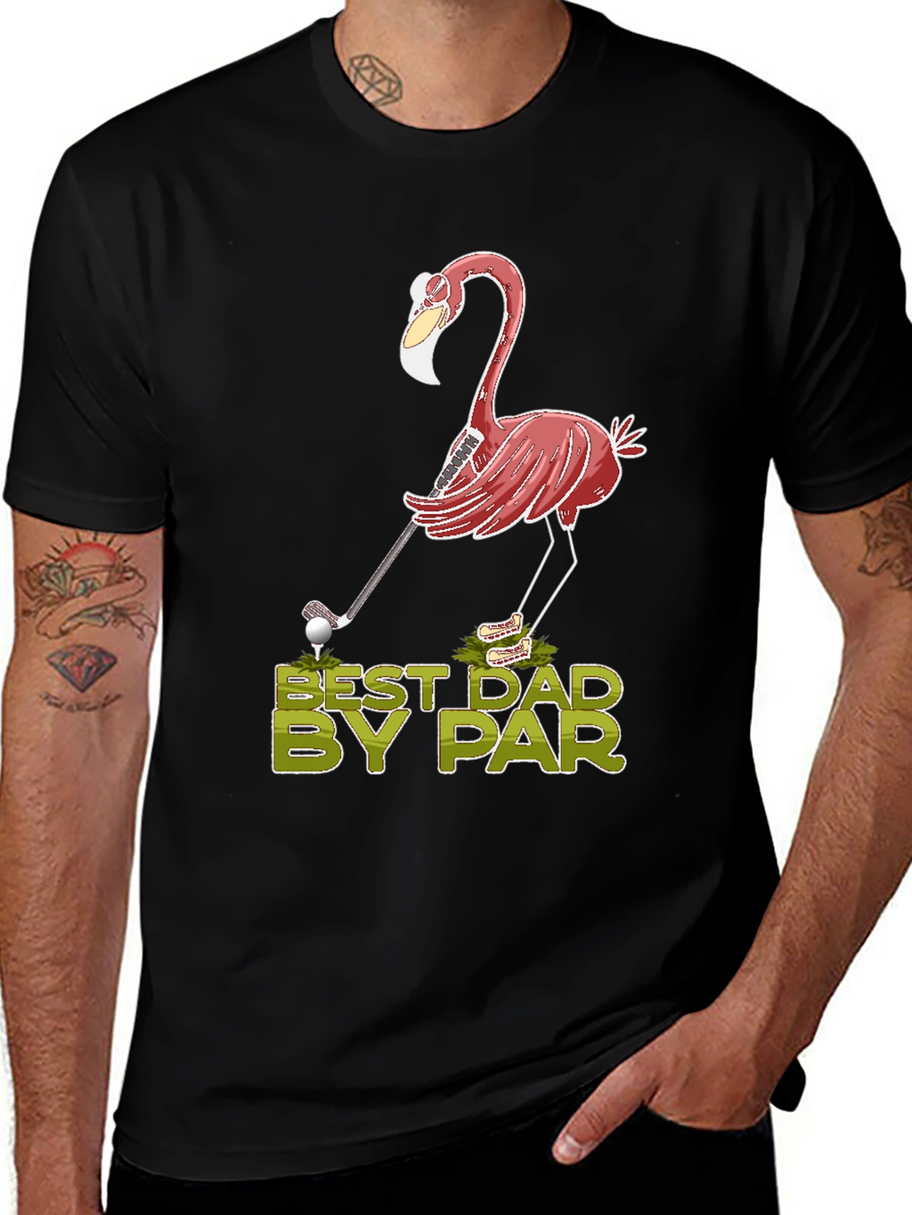 Best Dad By Par Flamingo Golf T-Shirt