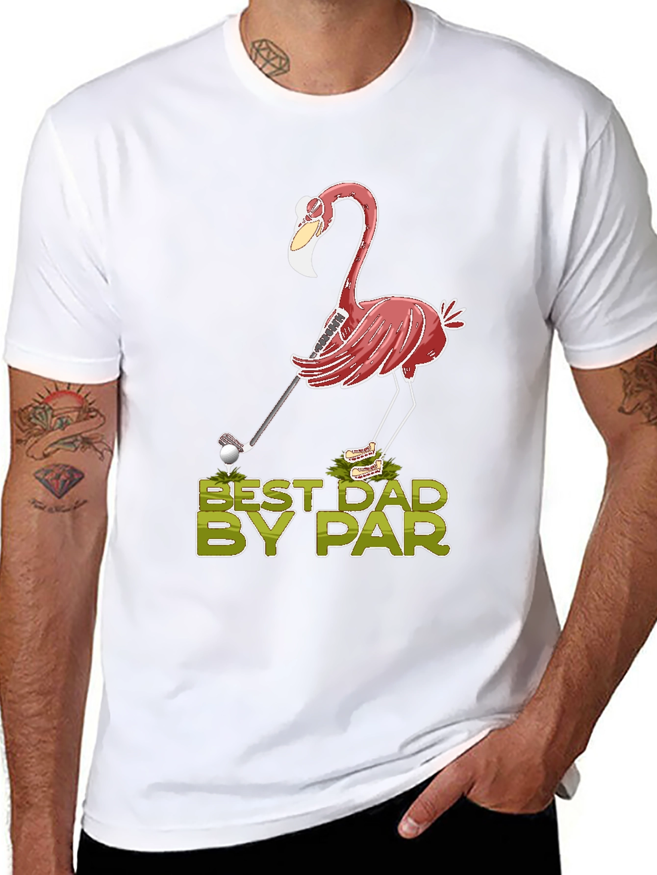 Best Dad By Par Flamingo Golf T-Shirt