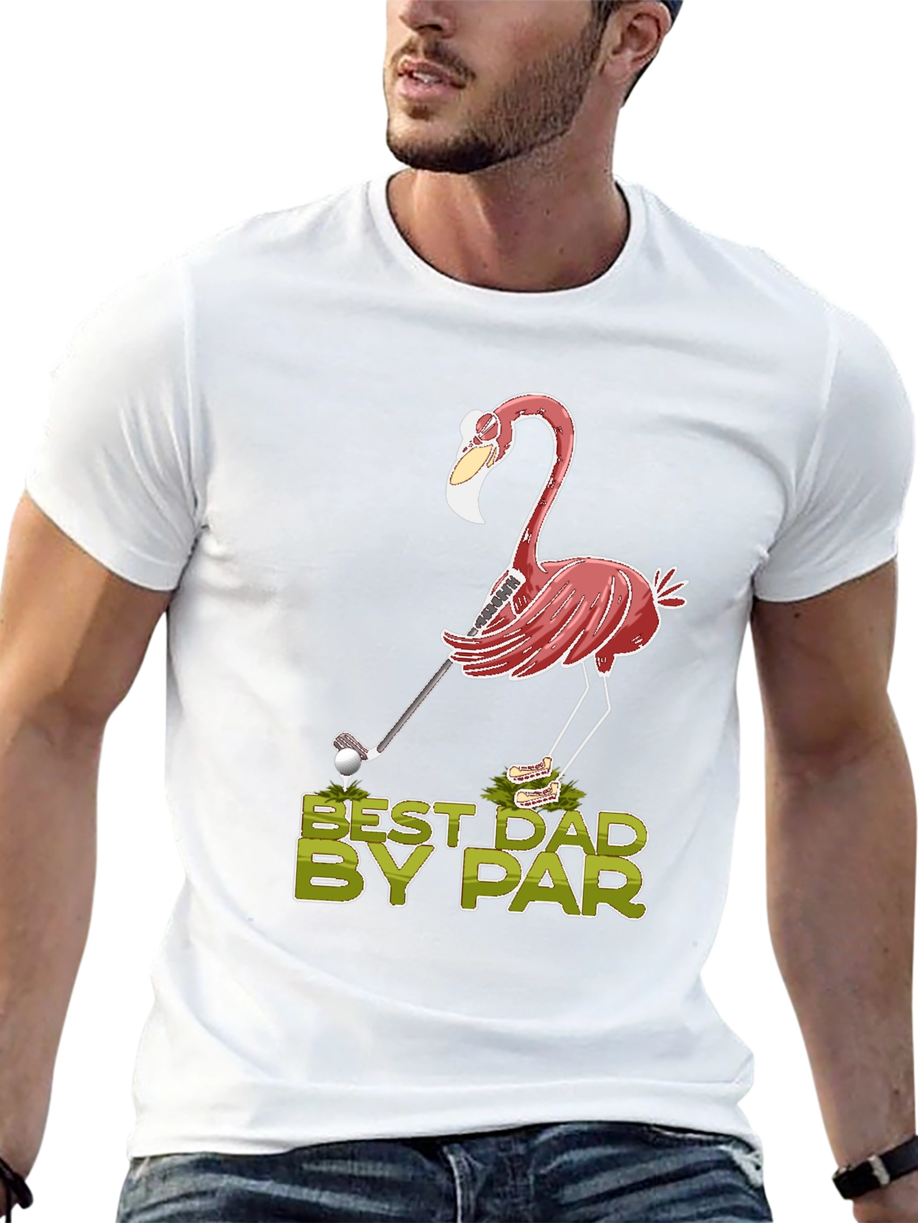 Best Dad By Par Flamingo Golf T-Shirt