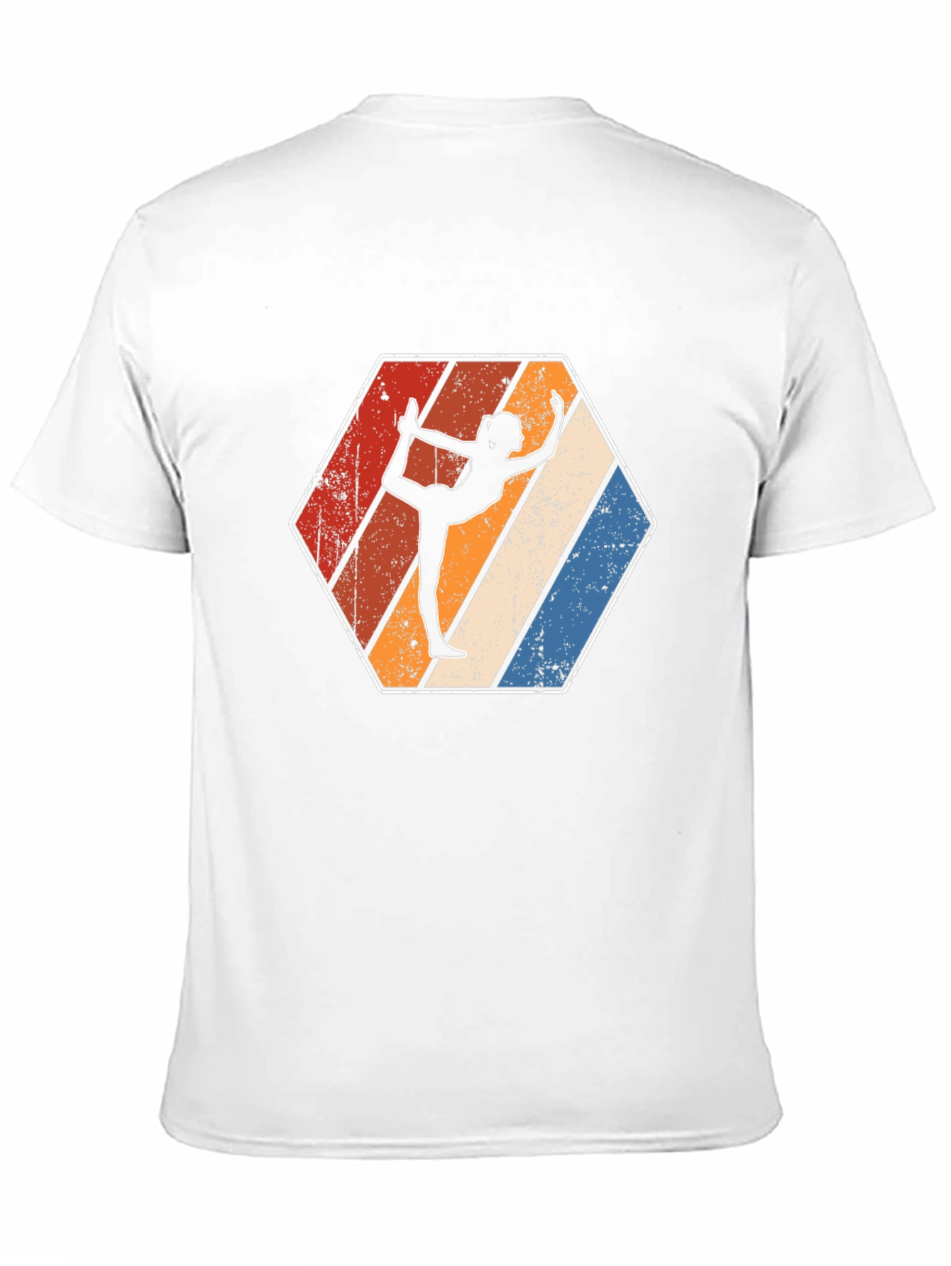 Yoga Retro T-Shirt Hexagon Design Black
