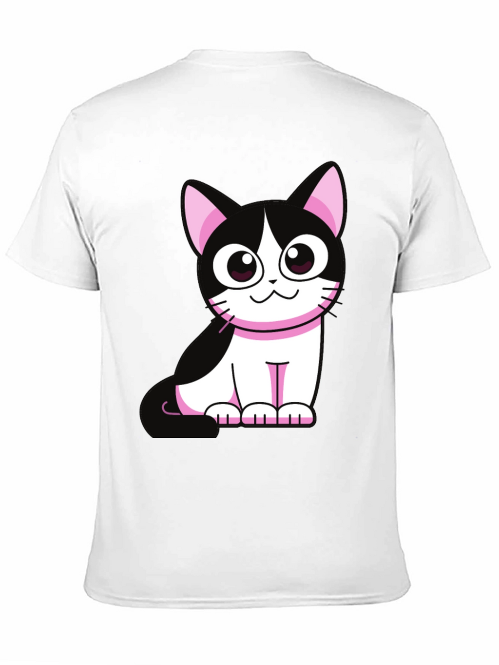 Cute Cartoon Cat Graphic Tee - Black