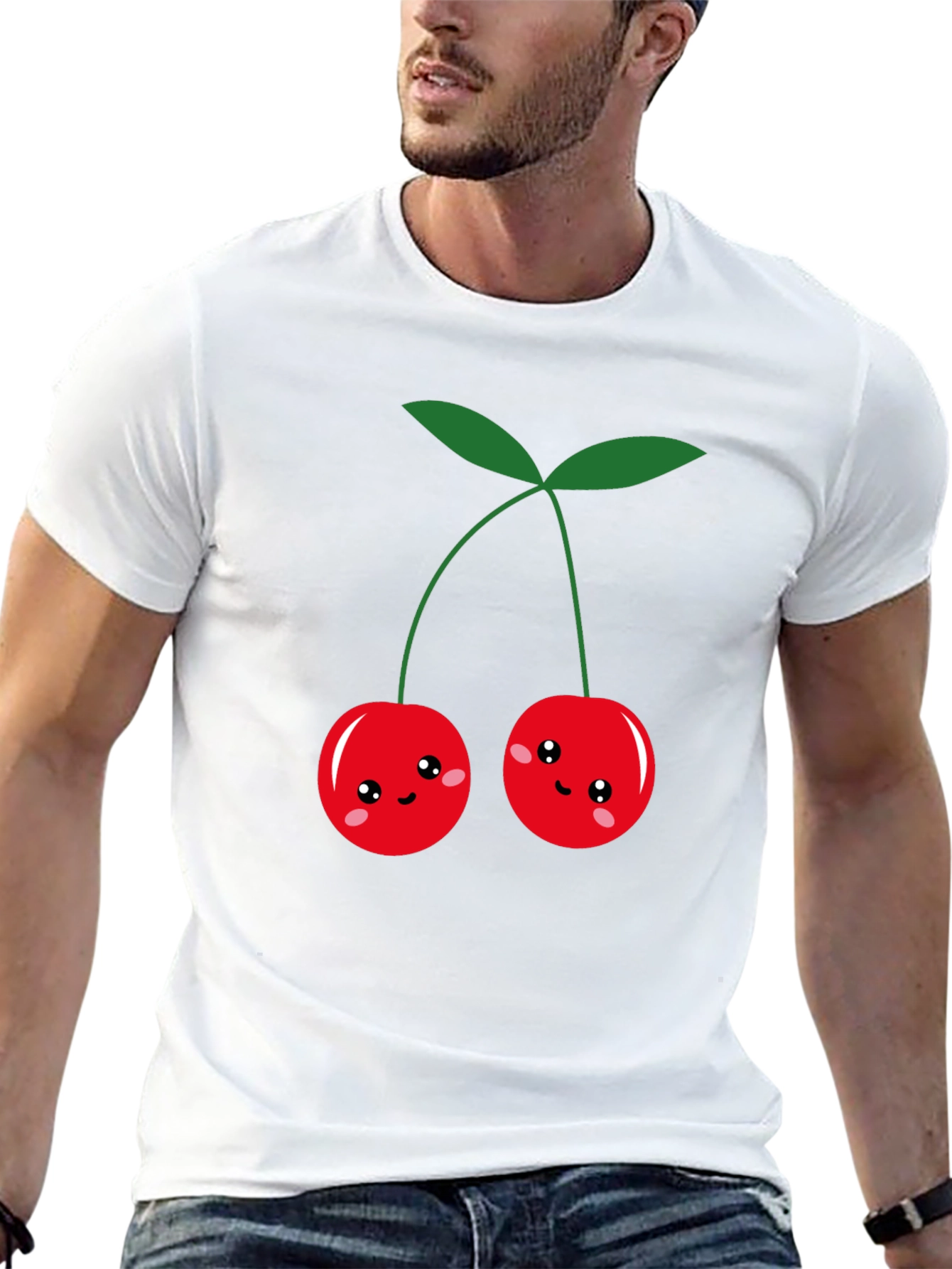 Cute Cherry Graphic Black T-Shirt