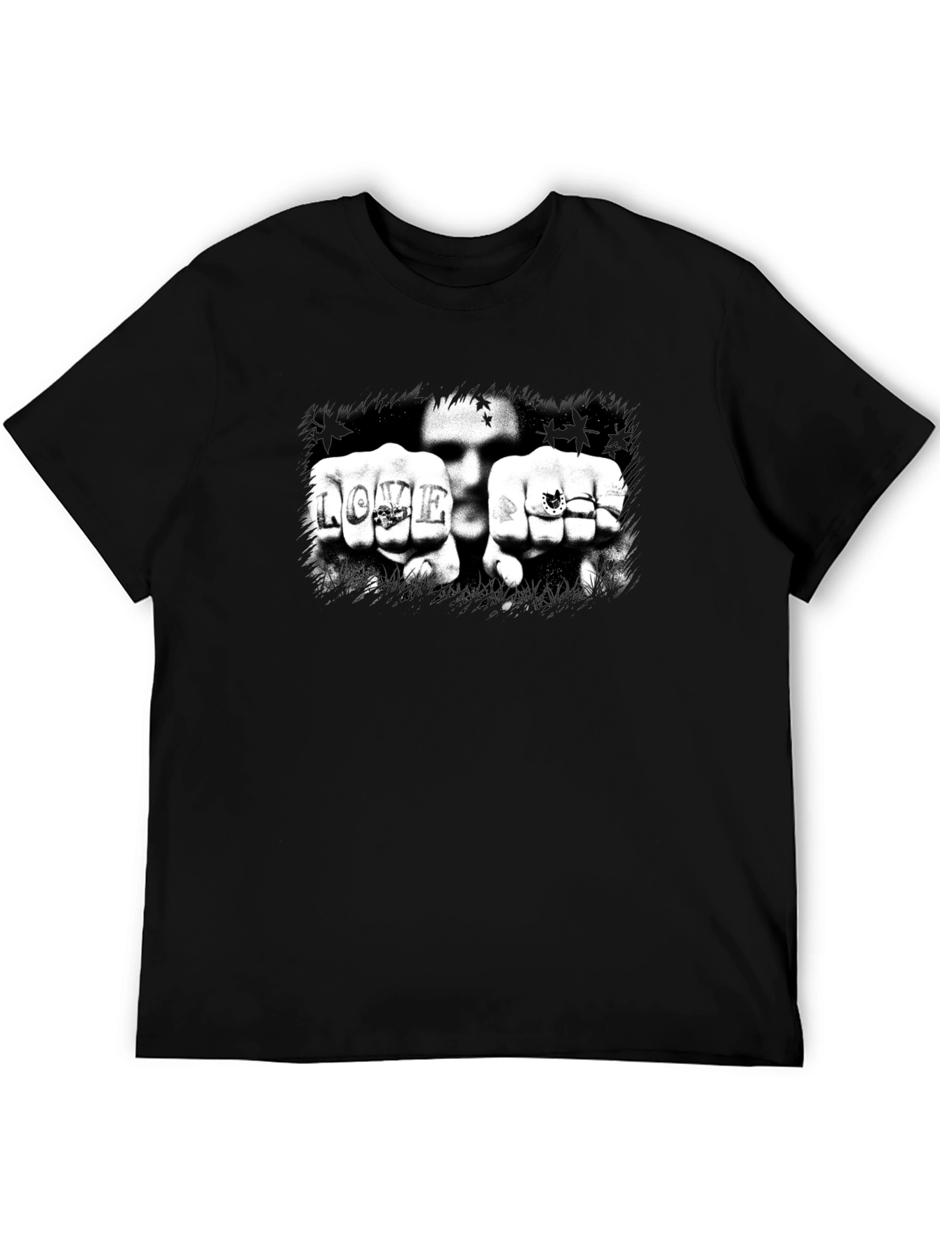 Edgy Love Tattoo Graphic Black T-Shirt