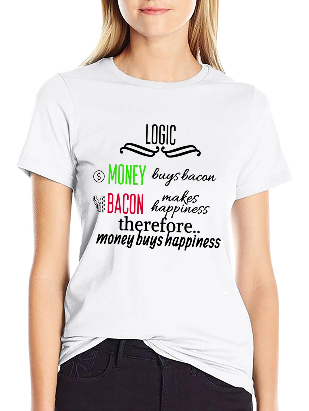 Logic: Money Buys Bacon T-Shirt - Funny Foodie Tee