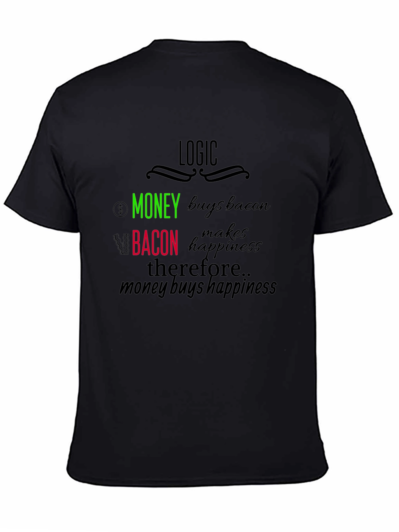 Logic: Money Buys Bacon T-Shirt - Funny Foodie Tee