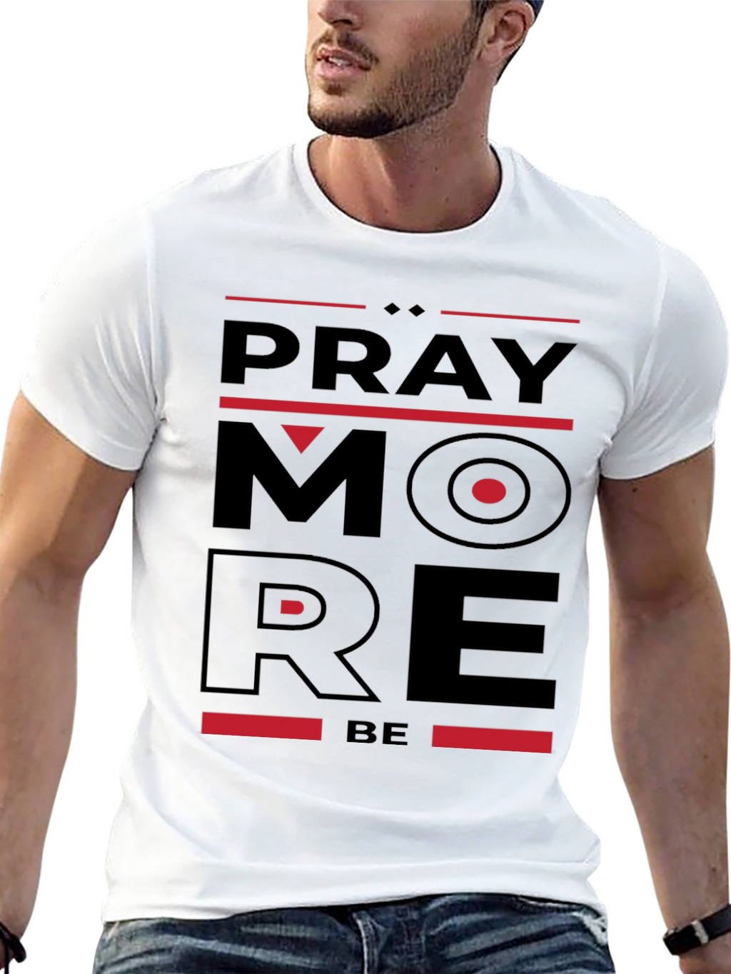 Pray More Be More Black Graphic Tee