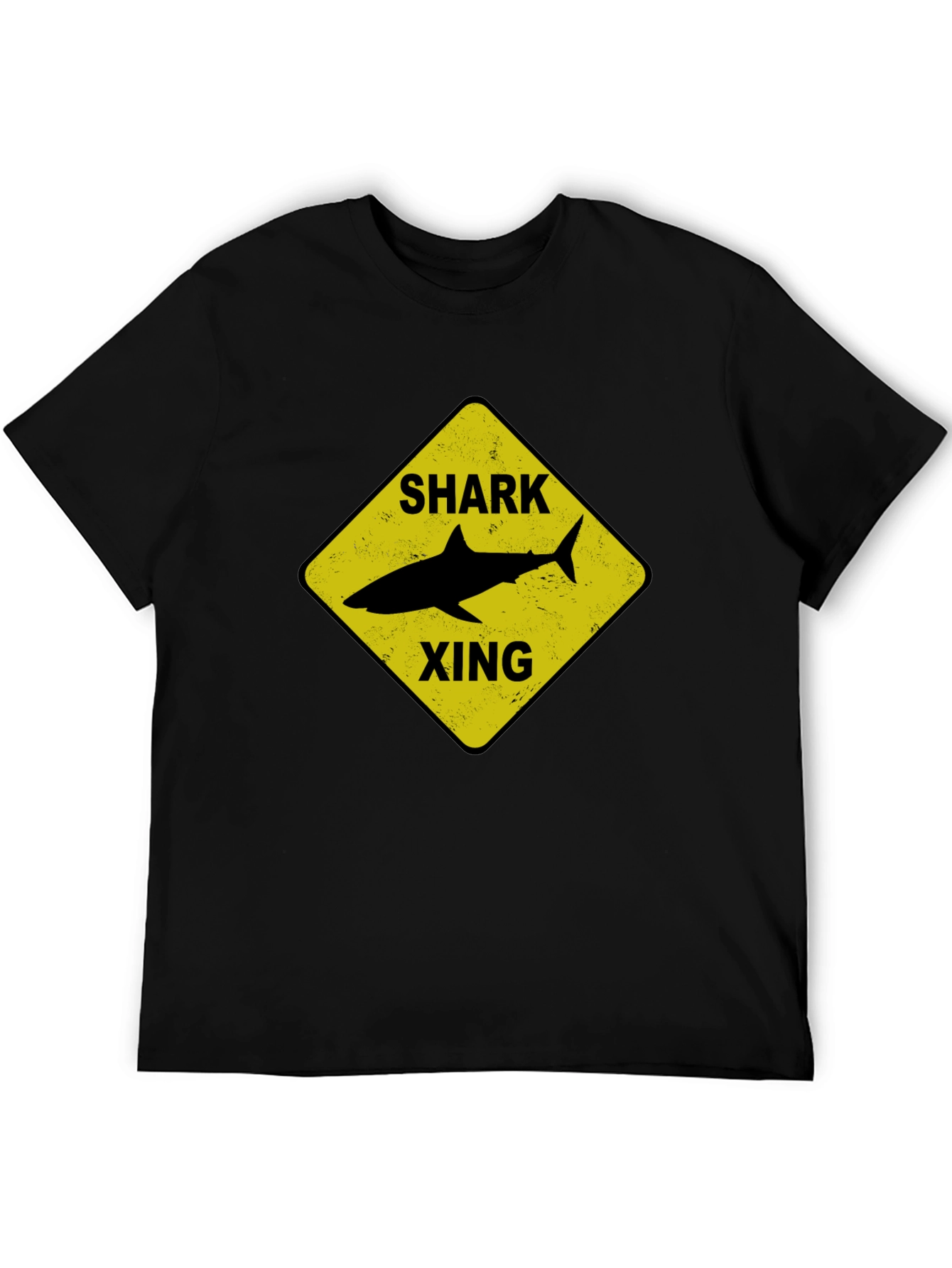 Shark Xing Graphic Tee - Black Cotton T-Shirt