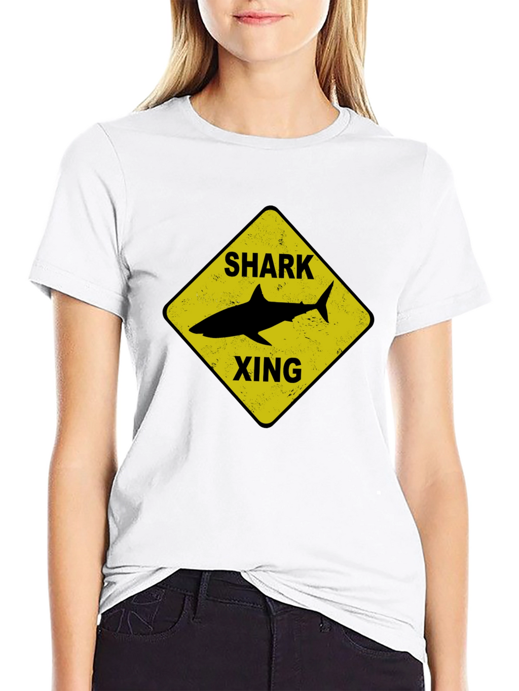 Shark Xing Graphic Tee - Black Cotton T-Shirt