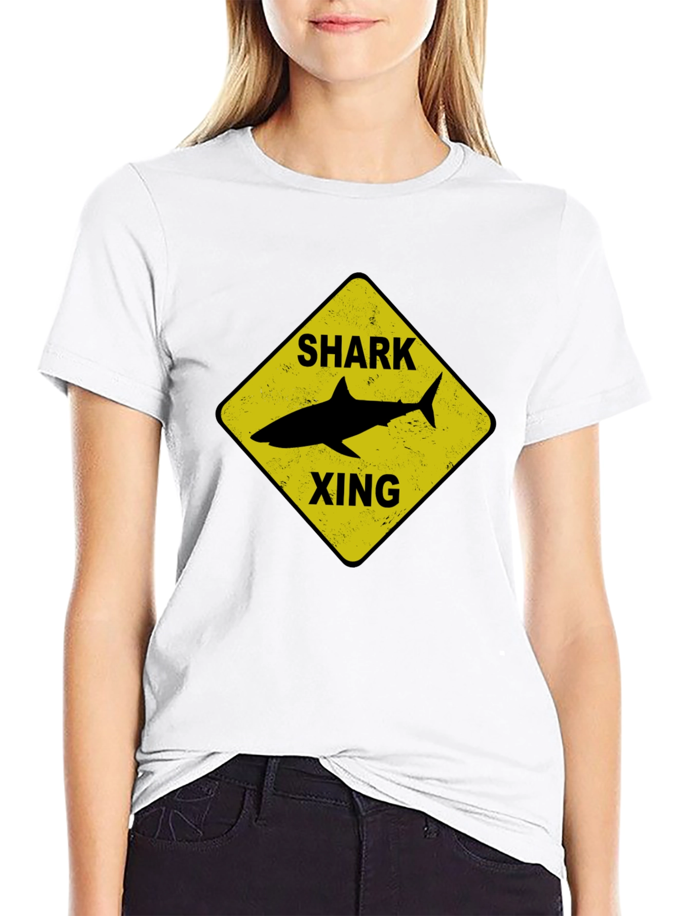 Shark Xing Graphic Tee - Black Cotton T-Shirt