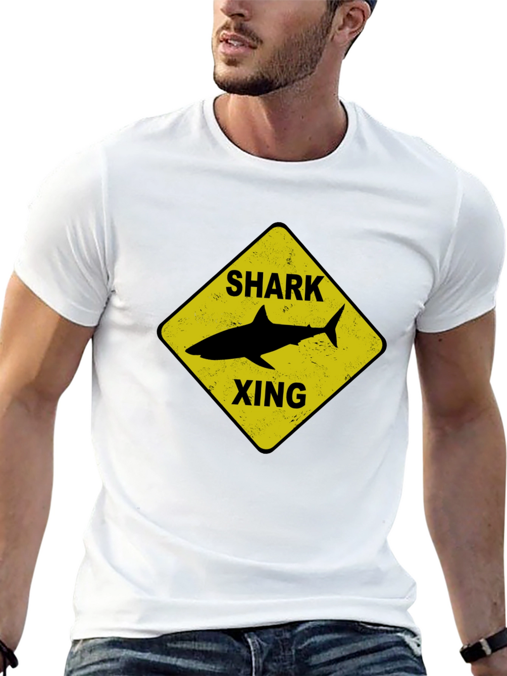 Shark Xing Graphic Tee - Black Cotton T-Shirt