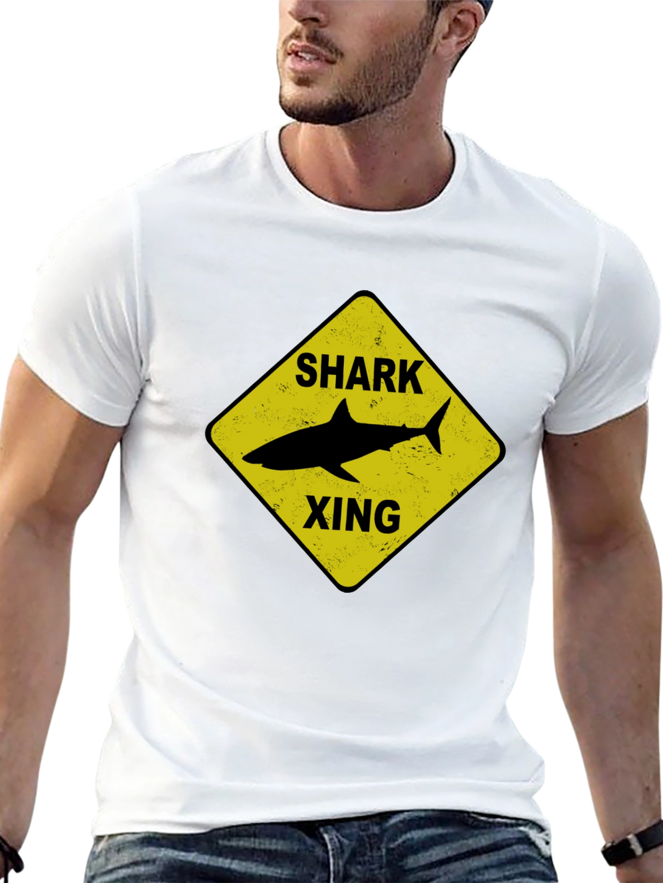 Shark Xing Graphic Tee - Black Cotton T-Shirt