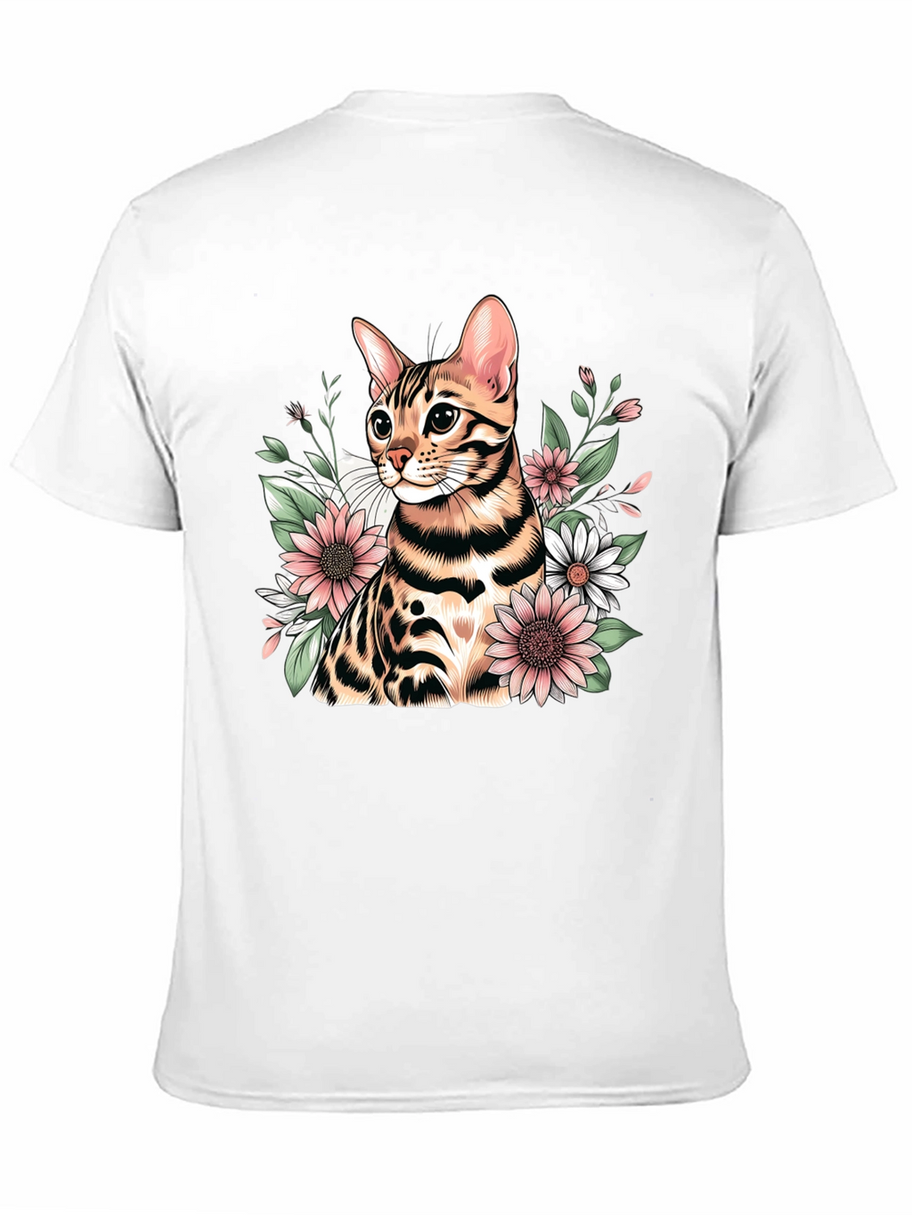 Floral Bengal Cat Graphic T-Shirt