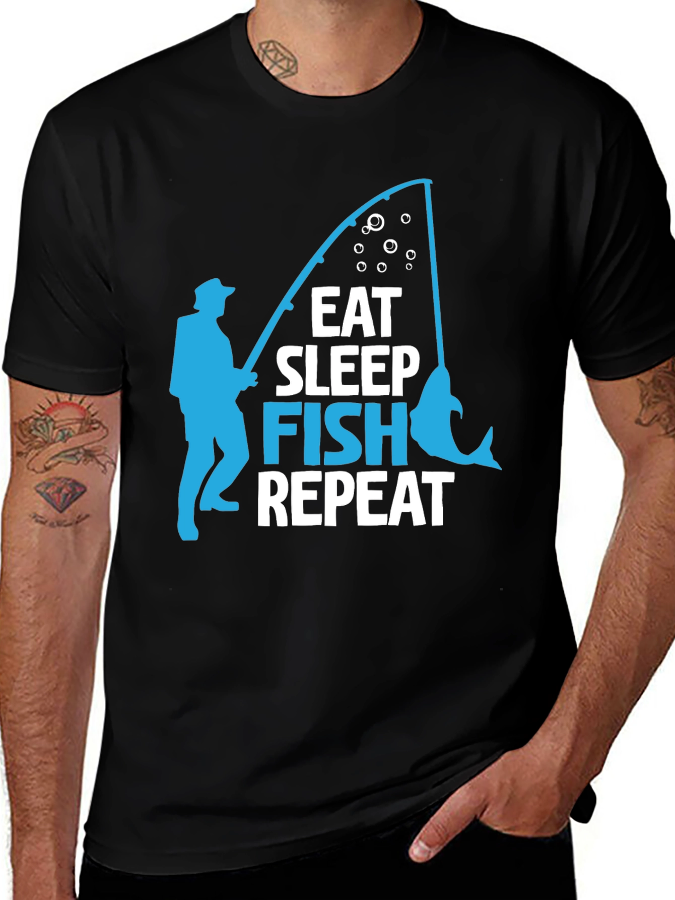 Eat Sleep Fish Repeat Graphic T-Shirt