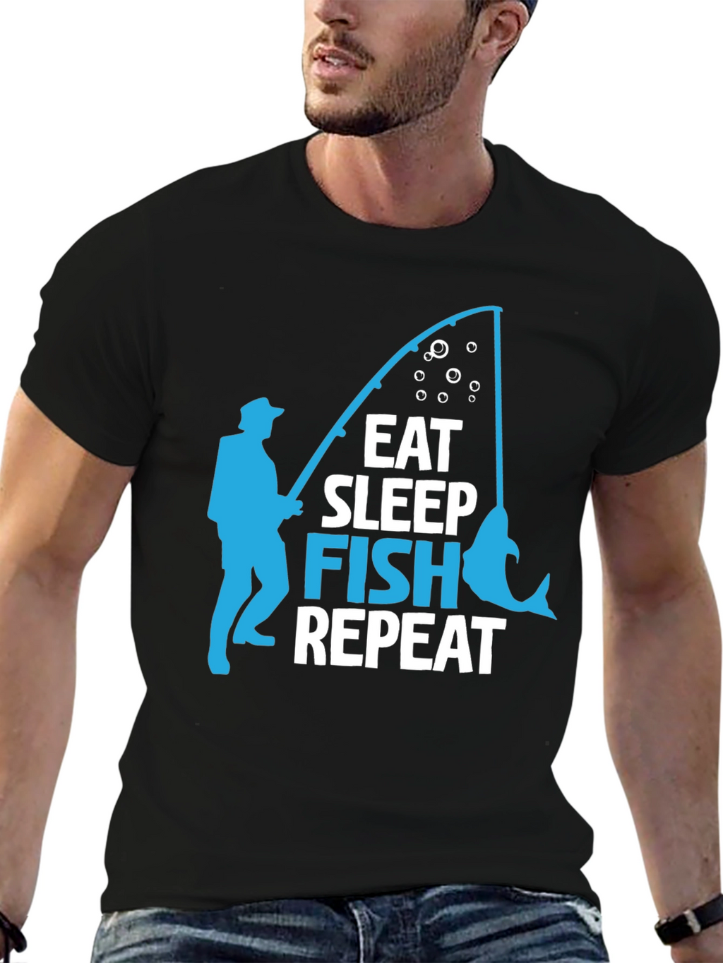 Eat Sleep Fish Repeat Graphic T-Shirt
