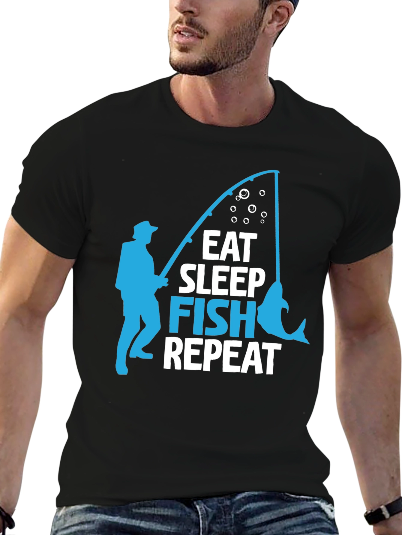 Eat Sleep Fish Repeat Graphic T-Shirt