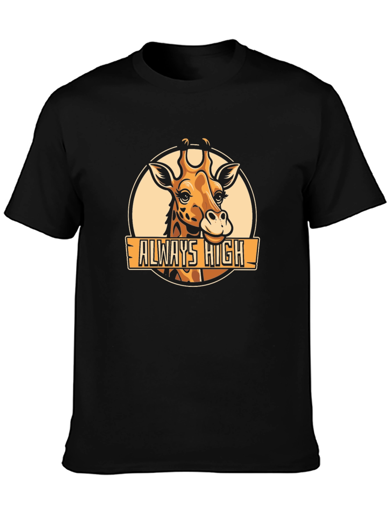 Always High Giraffe Black Graphic T-Shirt