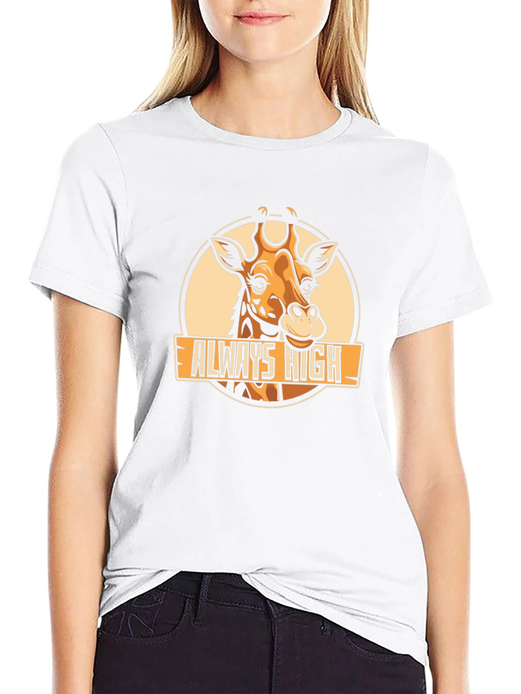 Always High Giraffe Black Graphic T-Shirt