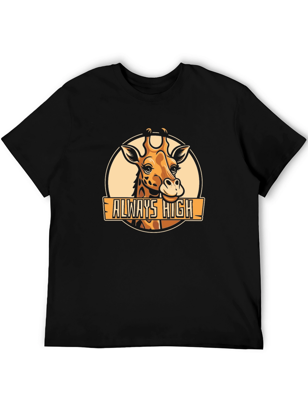 Always High Giraffe Black Graphic T-Shirt