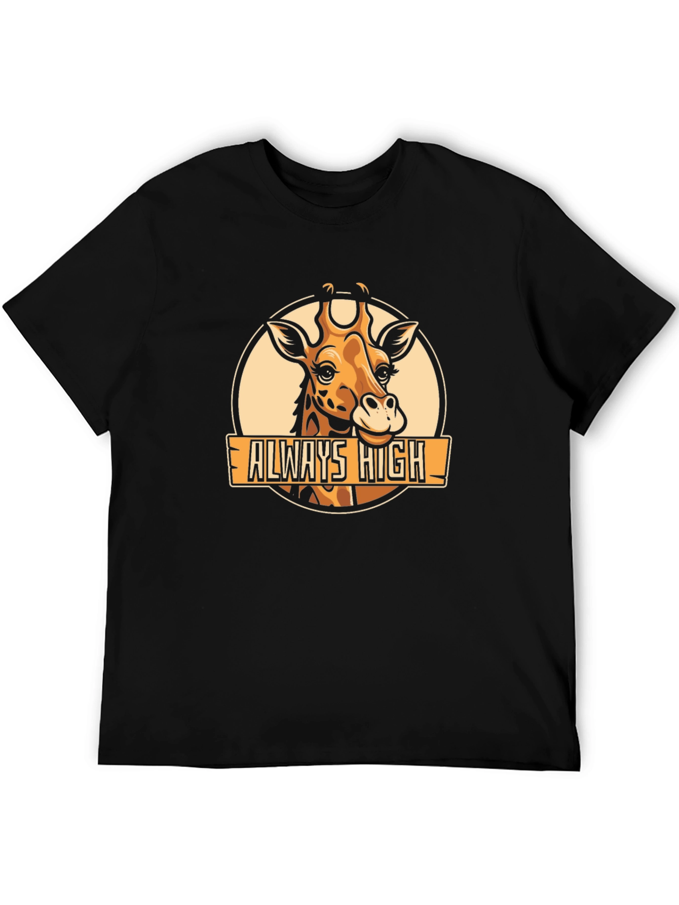 Always High Giraffe Black Graphic T-Shirt