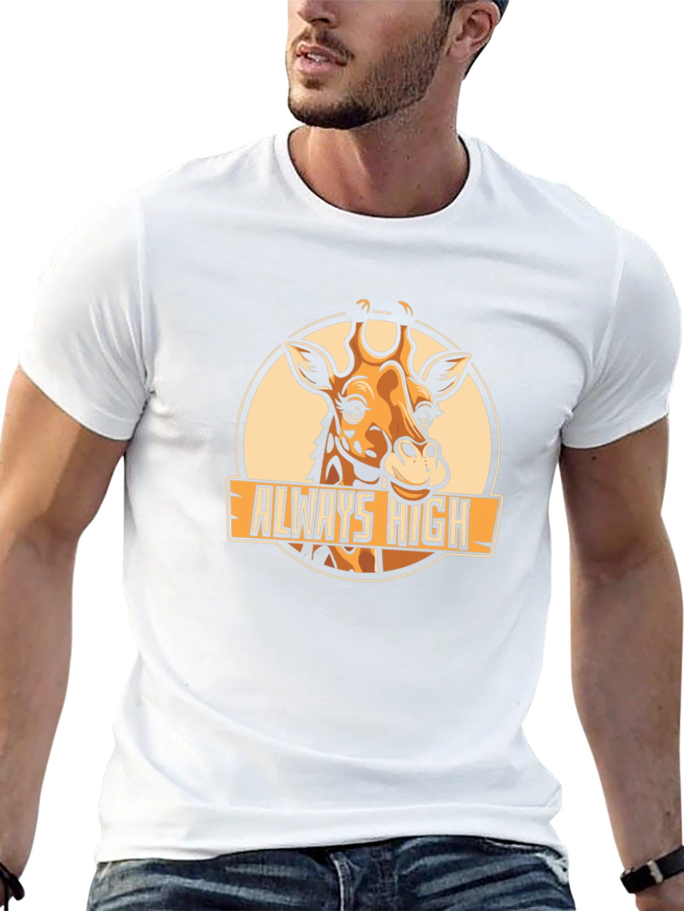 Always High Giraffe Black Graphic T-Shirt