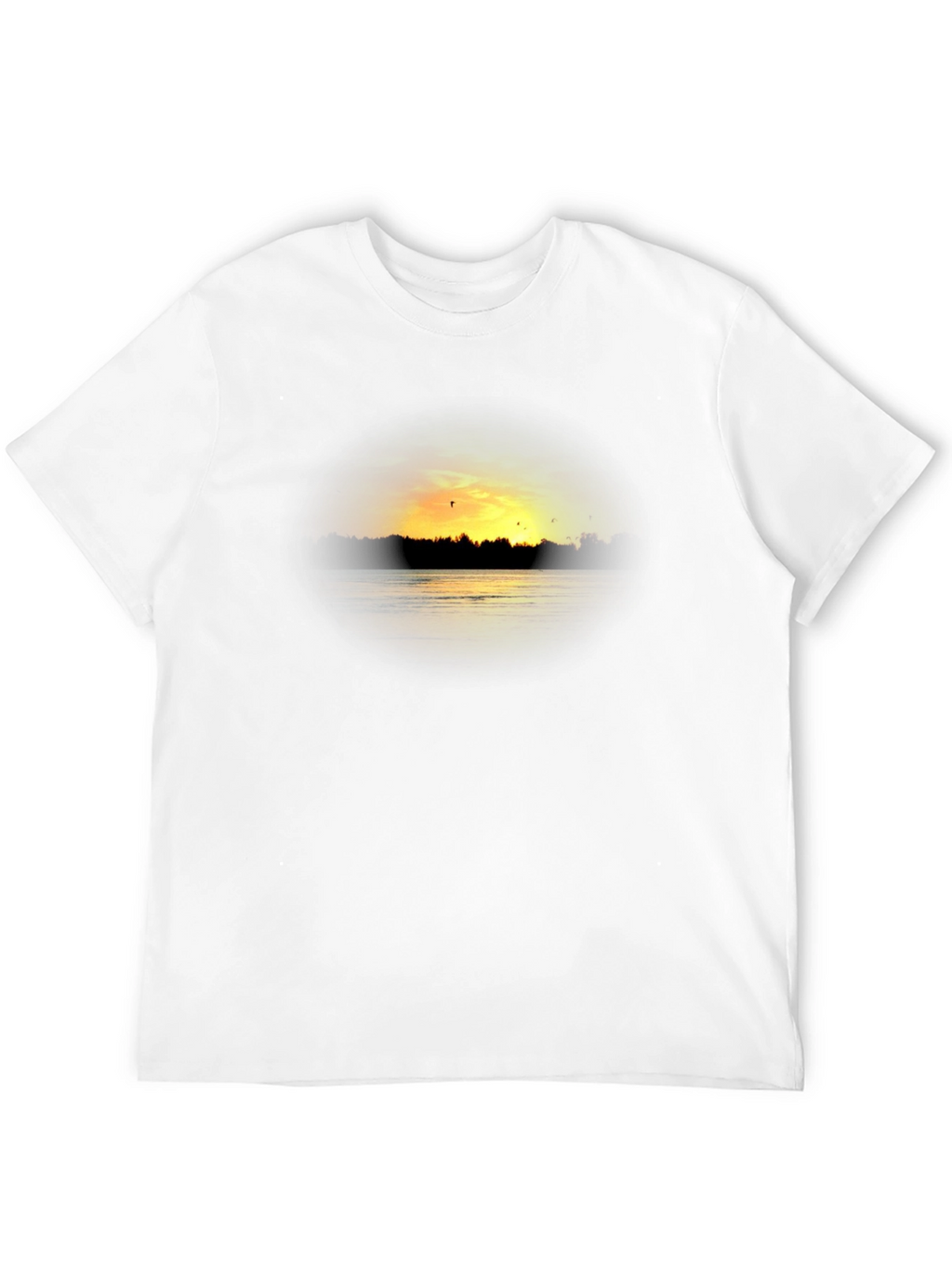 Sunset Lake Graphic Tee - Black Cotton T-Shirt