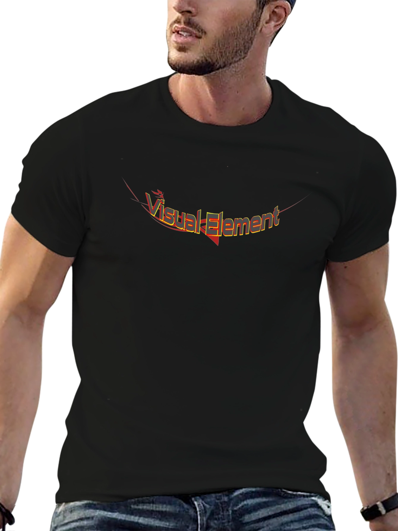 Visual Element Graphic Tee - Black Cotton Blend