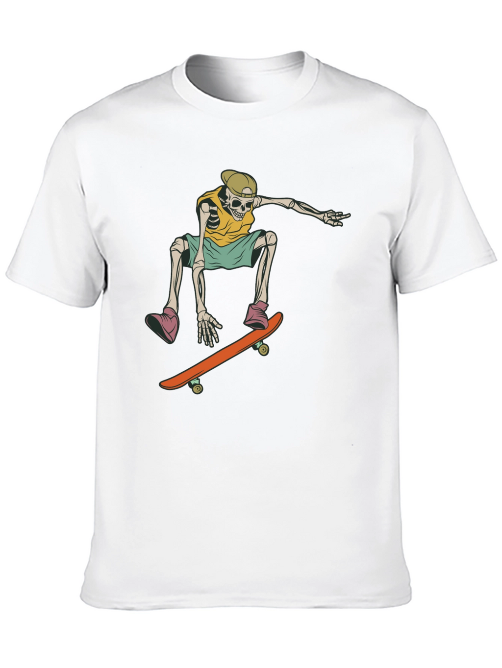 Skateboarding Skeleton Graphic Tee - Trendy Black T-Shirt