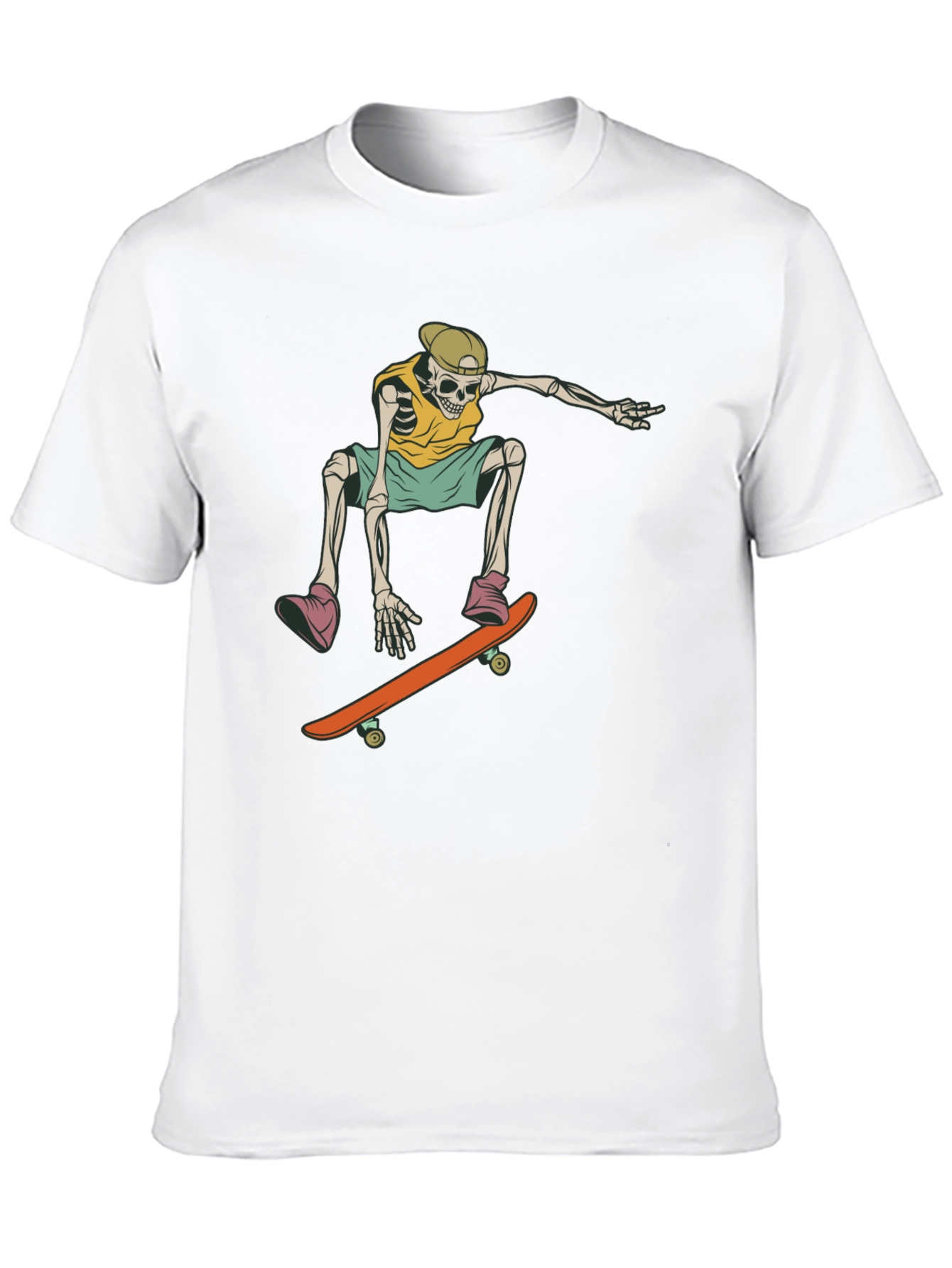 Skateboarding Skeleton Graphic Tee - Trendy Black T-Shirt