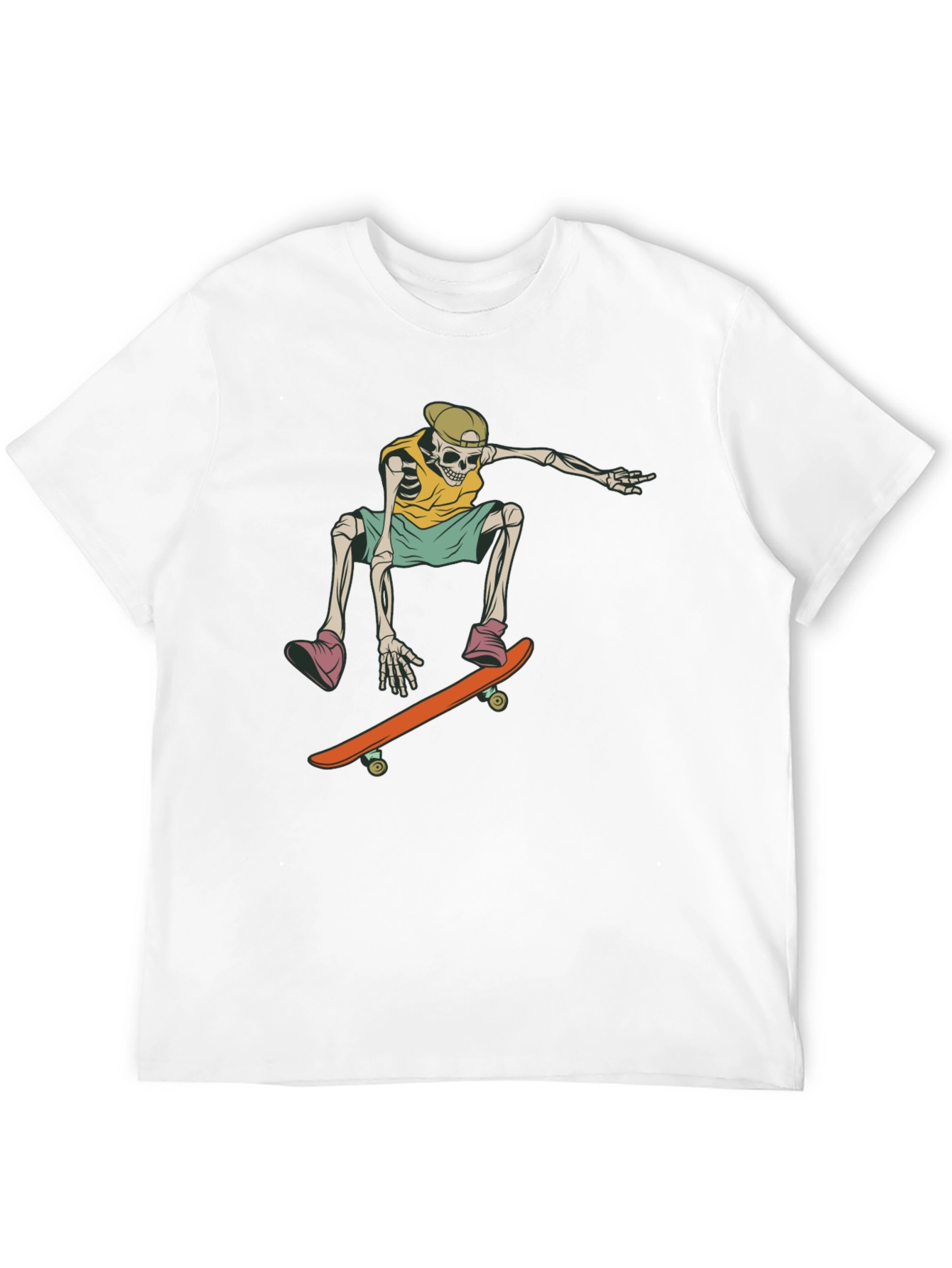Skateboarding Skeleton Graphic Tee - Trendy Black T-Shirt