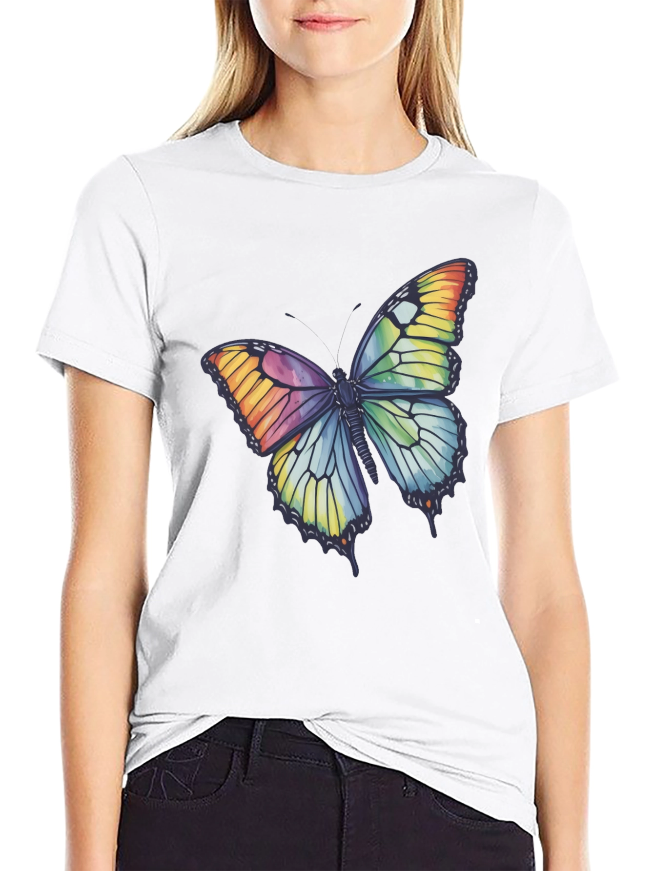 Butterfly Graphic Tee - Rainbow Wings T-Shirt