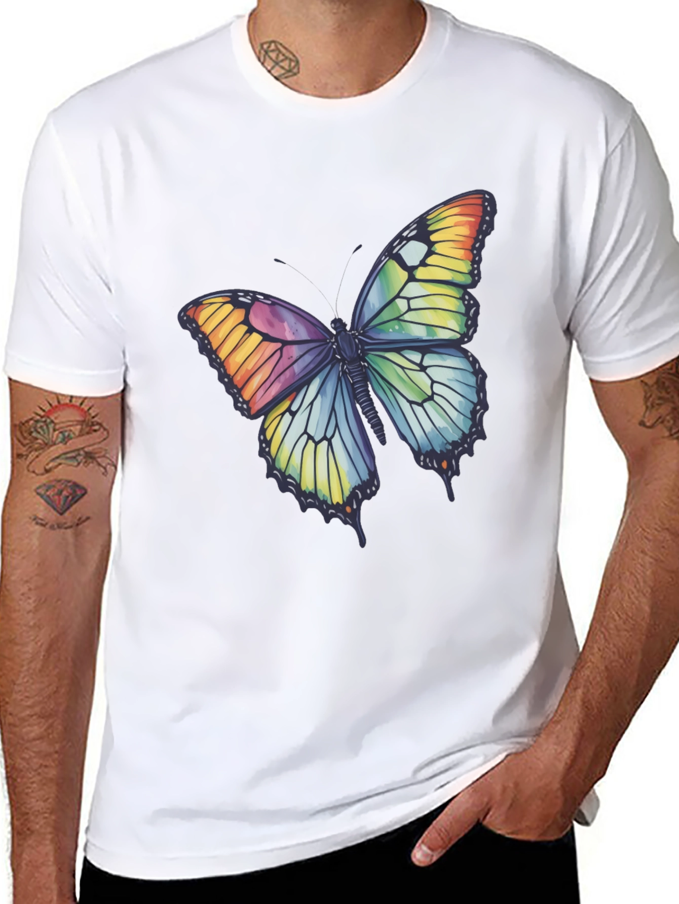 Butterfly Graphic Tee - Rainbow Wings T-Shirt