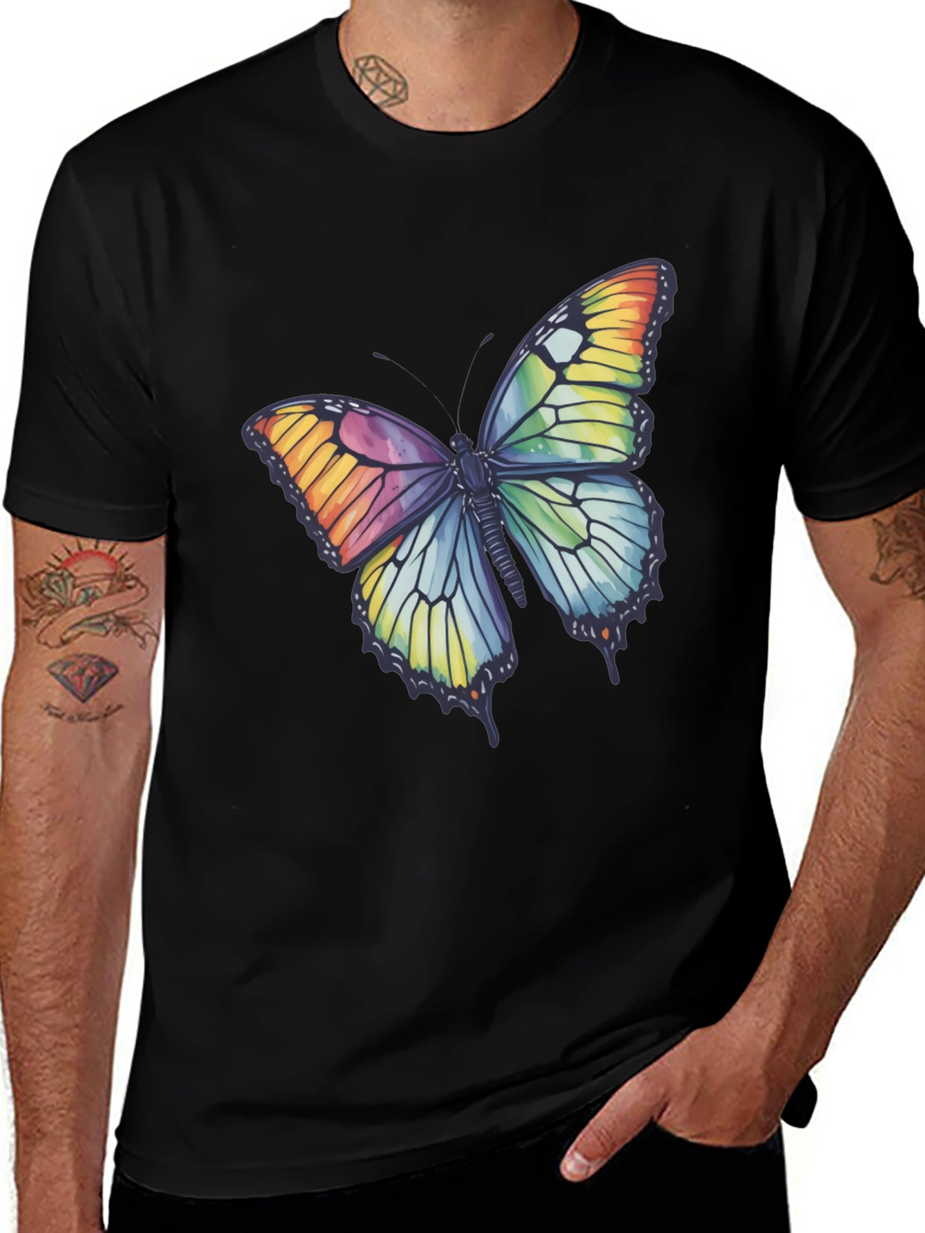 Butterfly Graphic Tee - Rainbow Wings T-Shirt