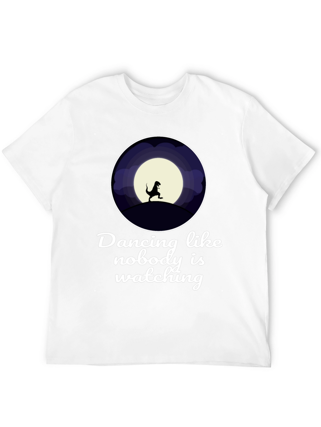 Dancing Dinosaur Graphic T-Shirt - Black Crew Neck Tee