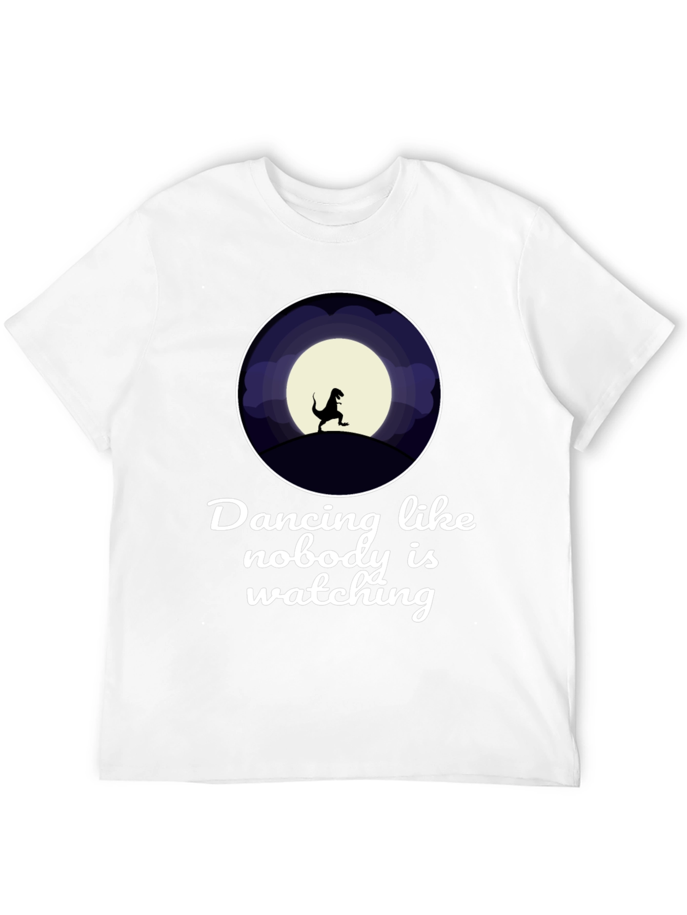 Dancing Dinosaur Graphic T-Shirt - Black Crew Neck Tee