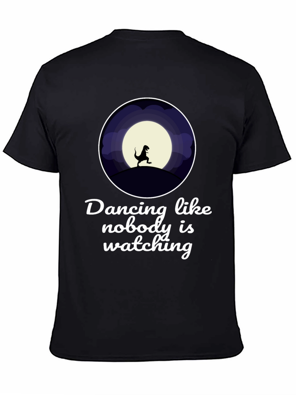 Dancing Dinosaur Graphic T-Shirt - Black Crew Neck Tee