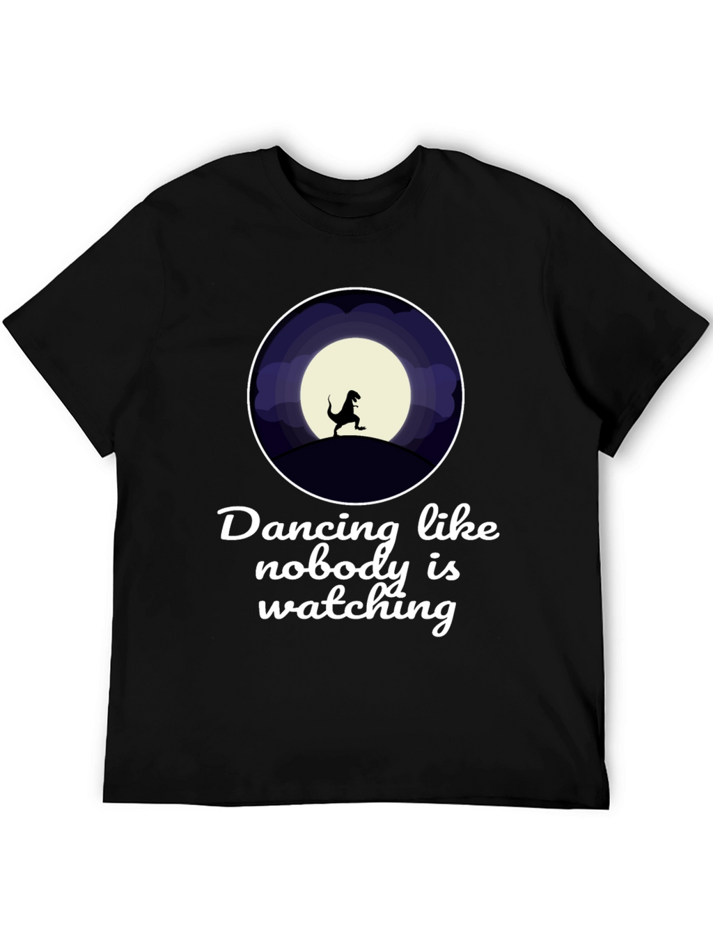 Dancing Dinosaur Graphic T-Shirt - Black Crew Neck Tee