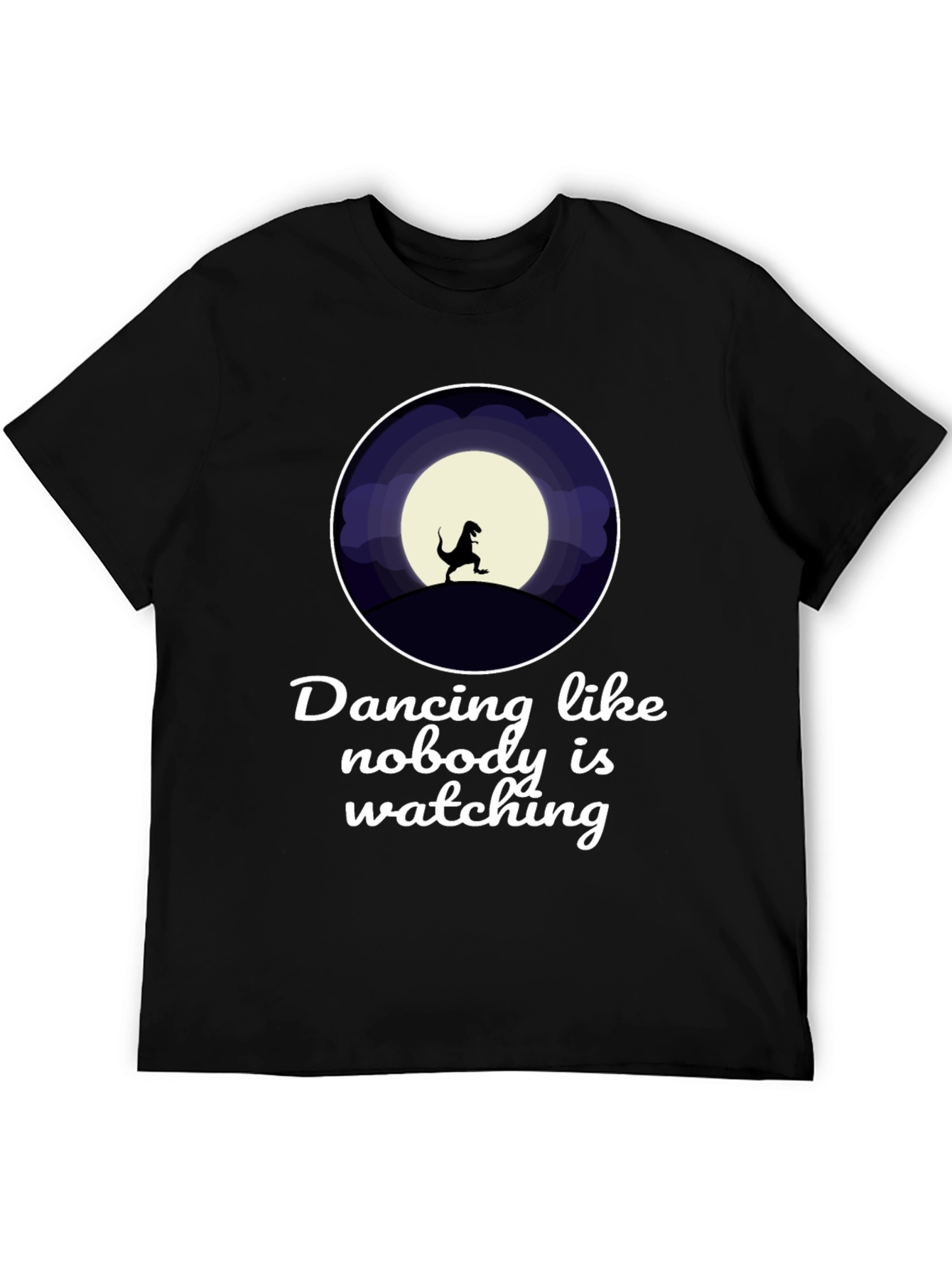 Dancing Dinosaur Graphic T-Shirt - Black Crew Neck Tee